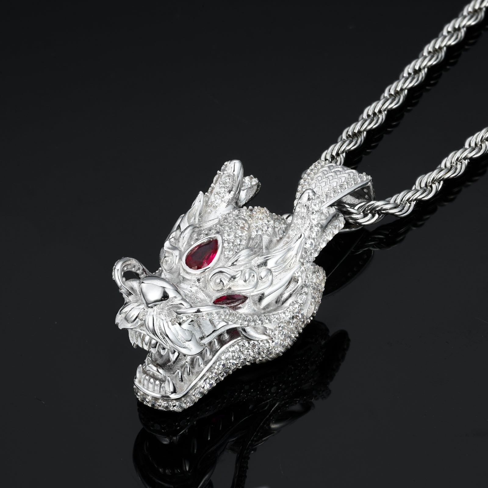S925 Moissanite Dragon Head Pendant
