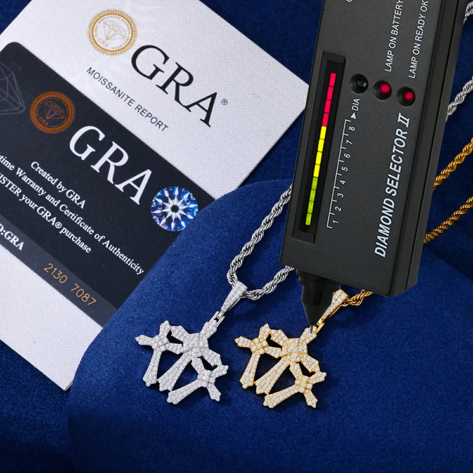 S925 Moissanite Triple Cross Pendant