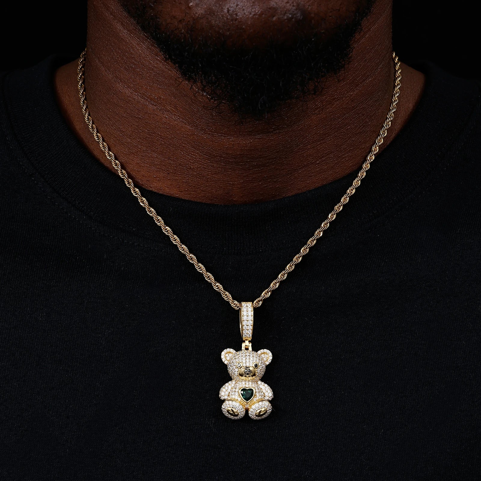 S925 Moissanite Sweetheart Bear Pendant
