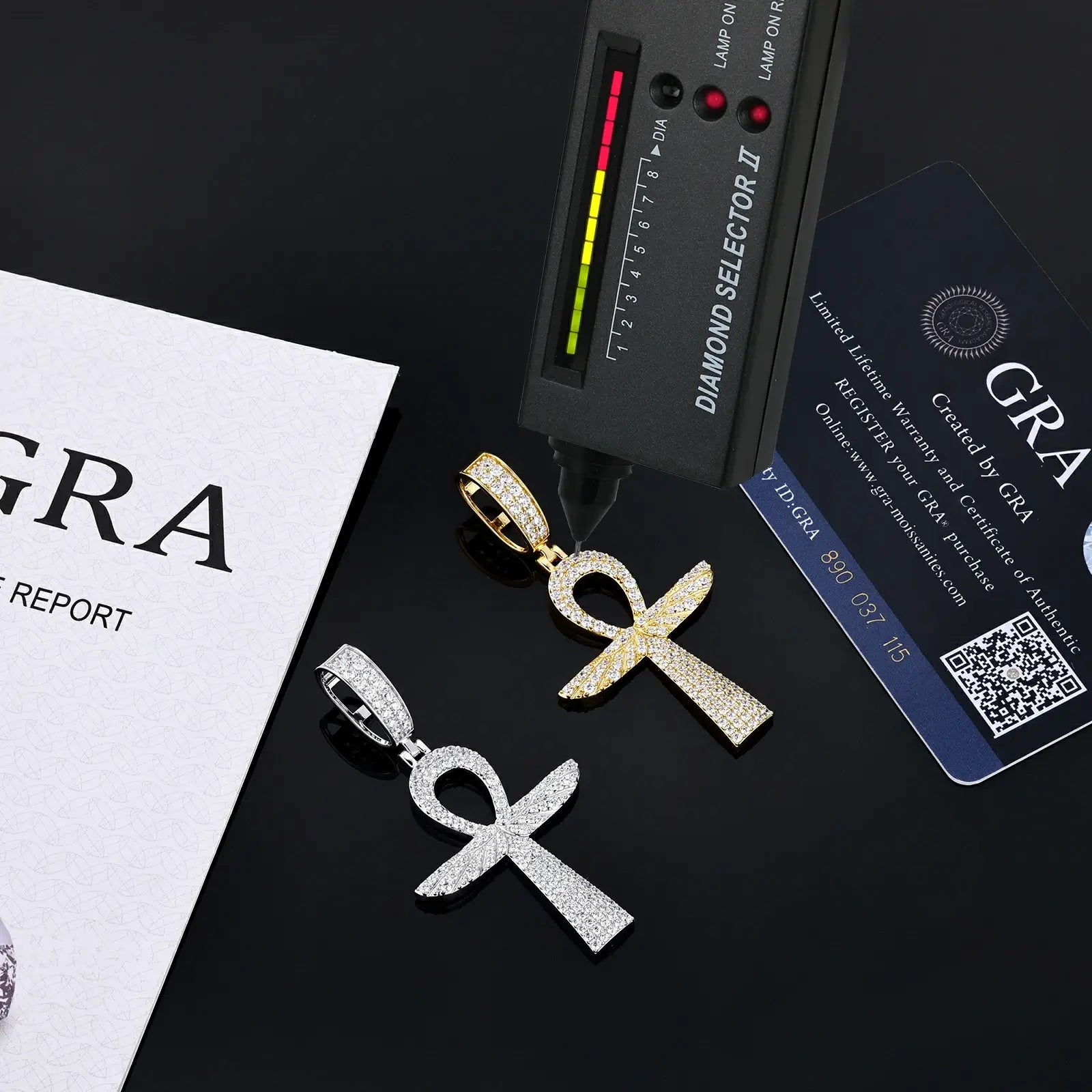 S925 Moissanite Wing Ankh Cross Pendant