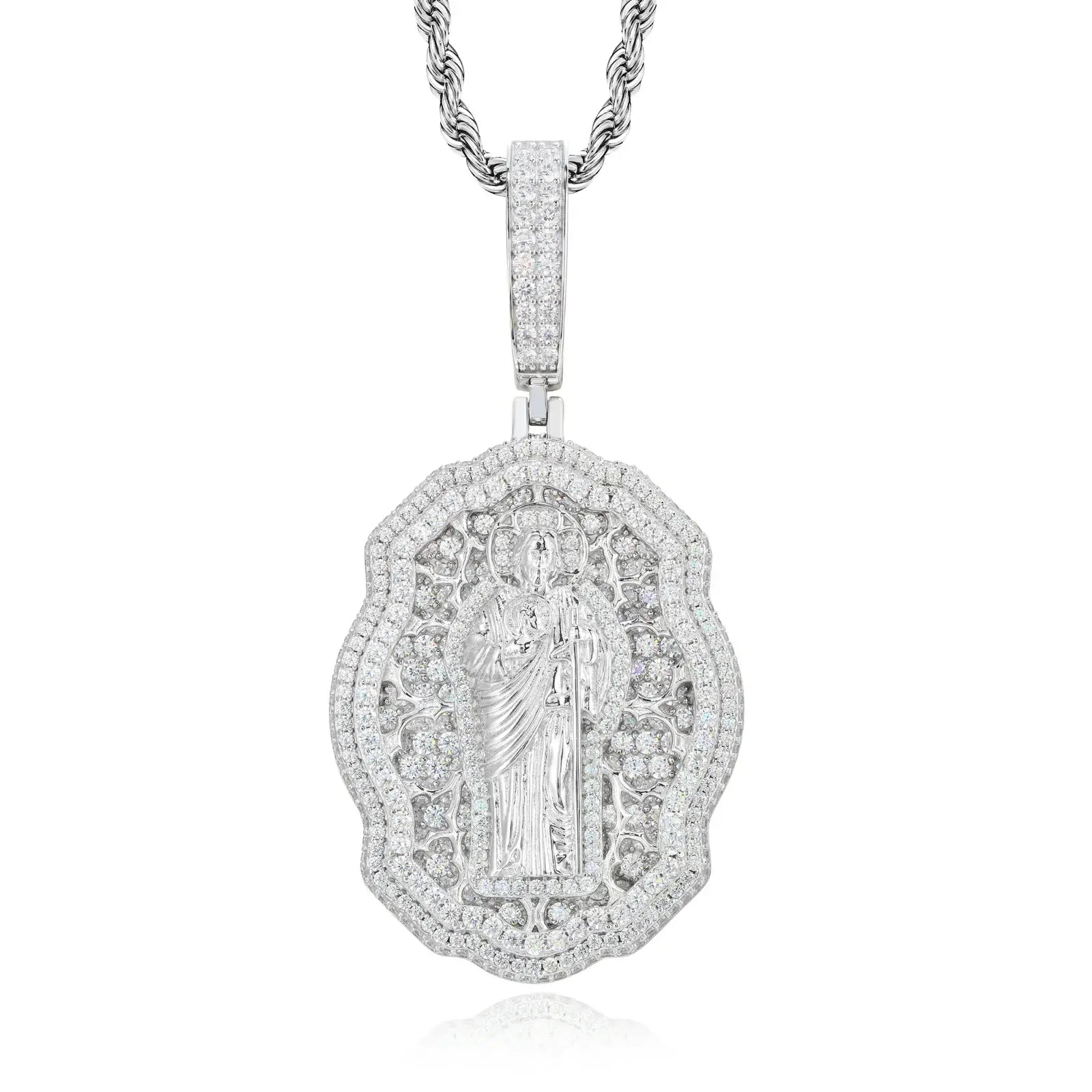 S925 Moissanite Sant Judas Badge Pendant