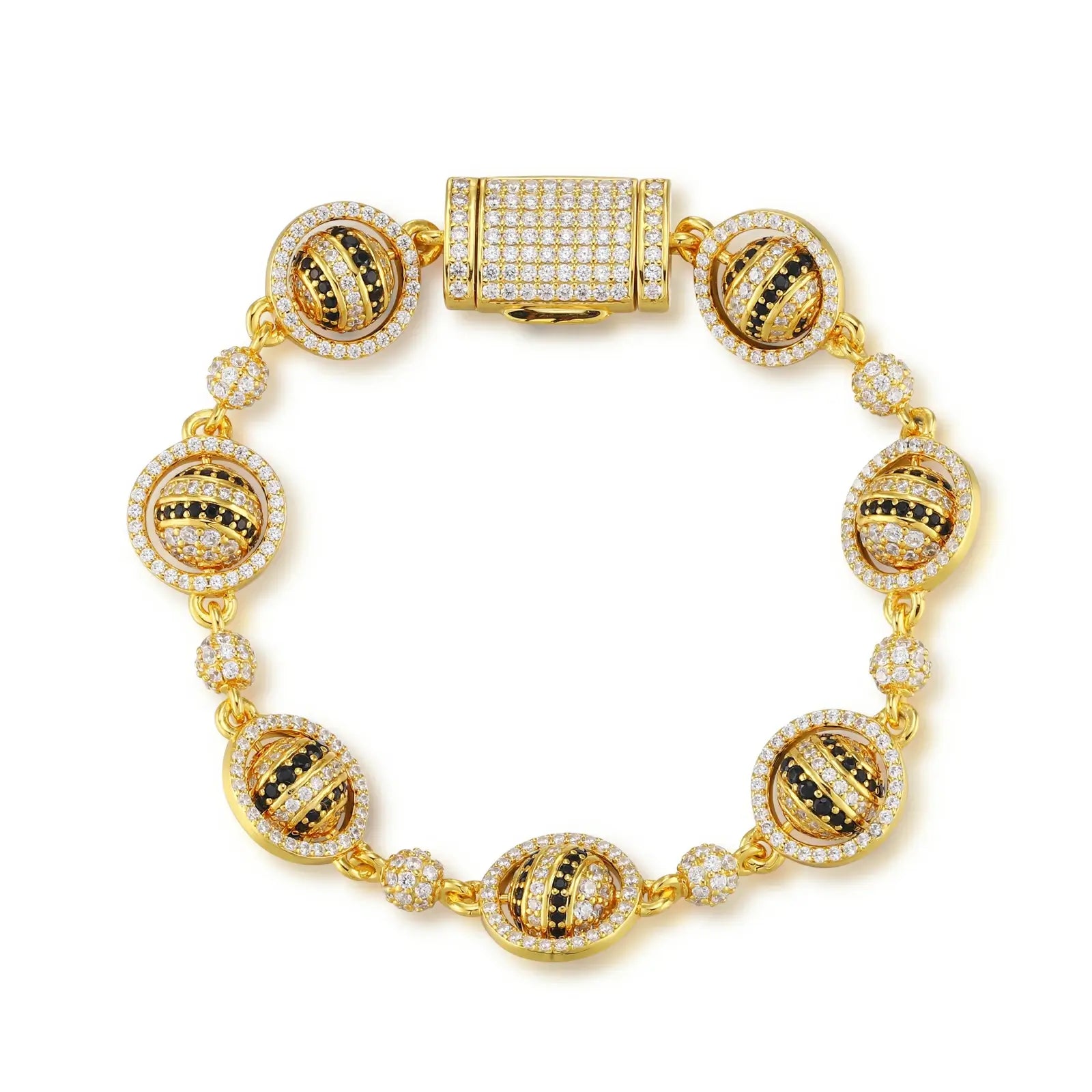 12mm S925 Moissanite Rotating Planet Link Bracelet