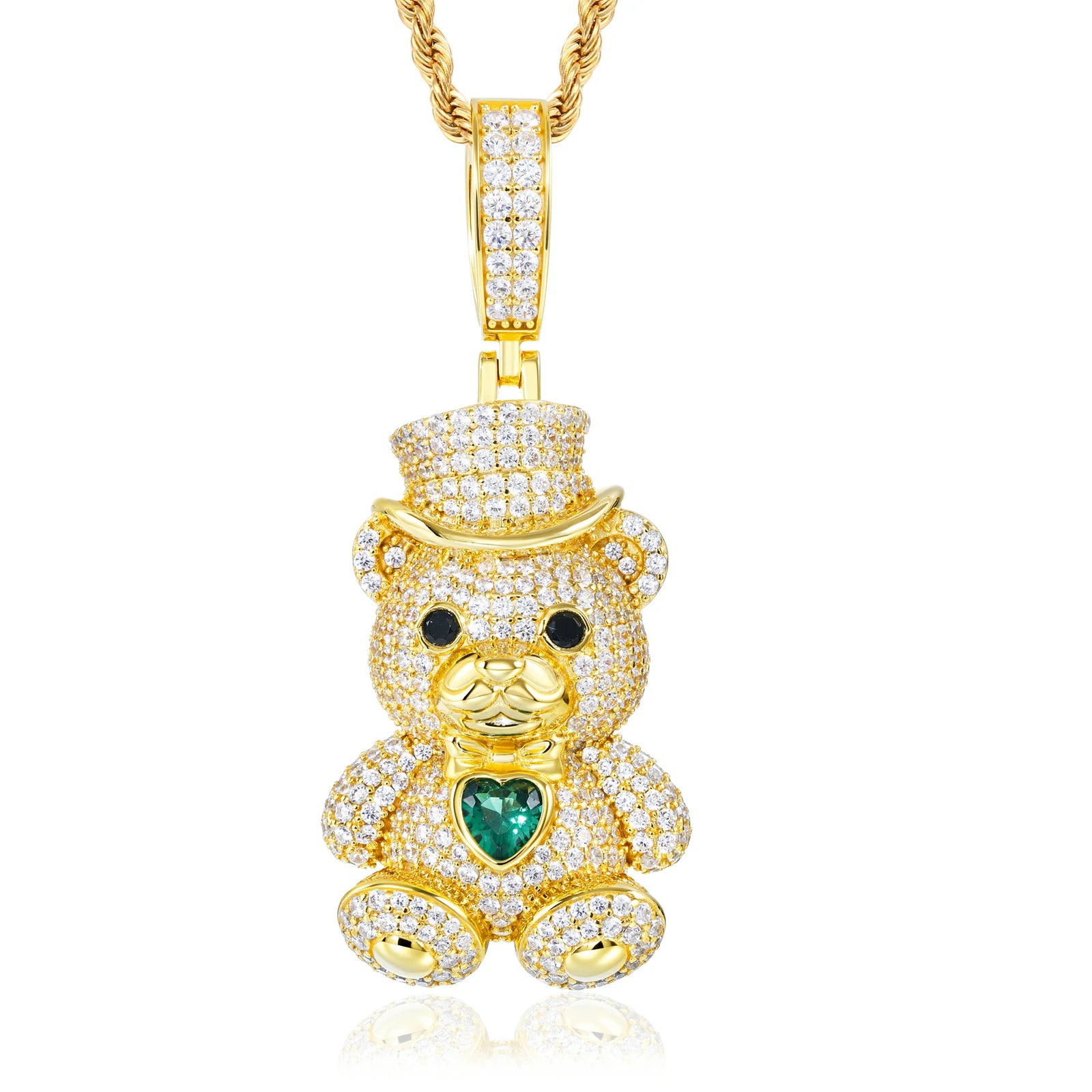 S925 Moissanite Family The Three Lucky Bears Pendant