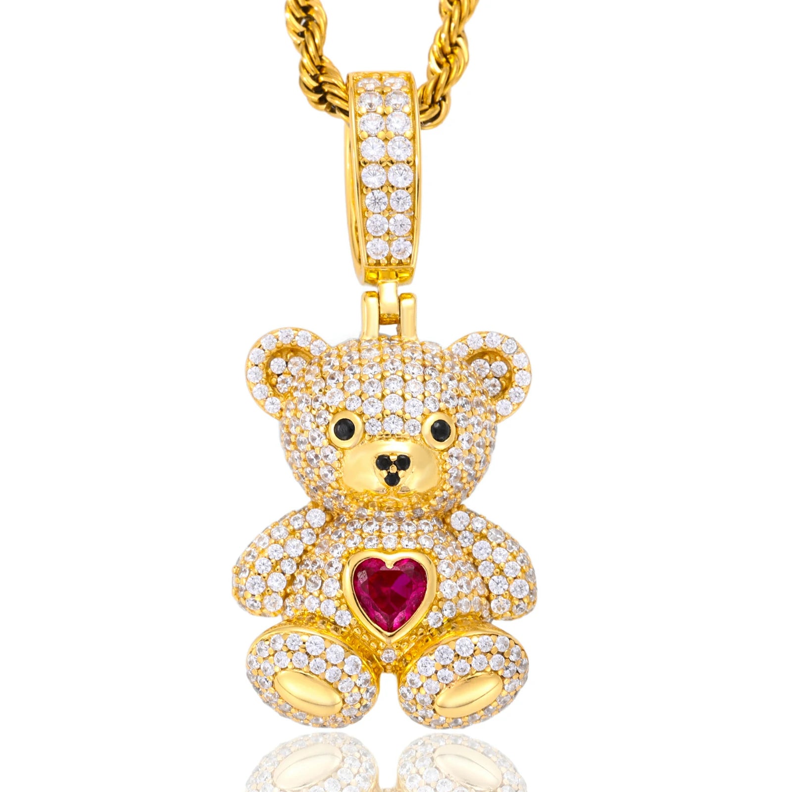 S925 Moissanite Sweetheart Bear Pendant