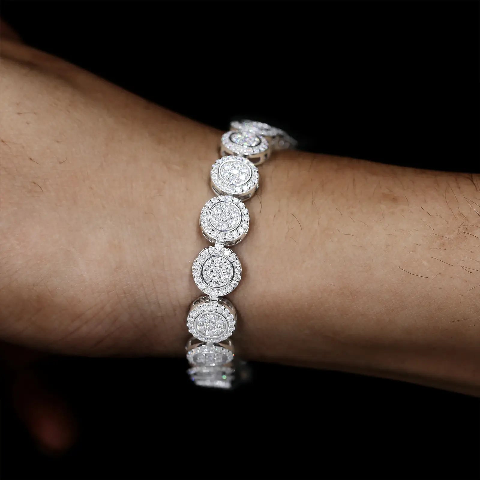 9mm S925 Moissanite Concentric Circles Link Bracelet