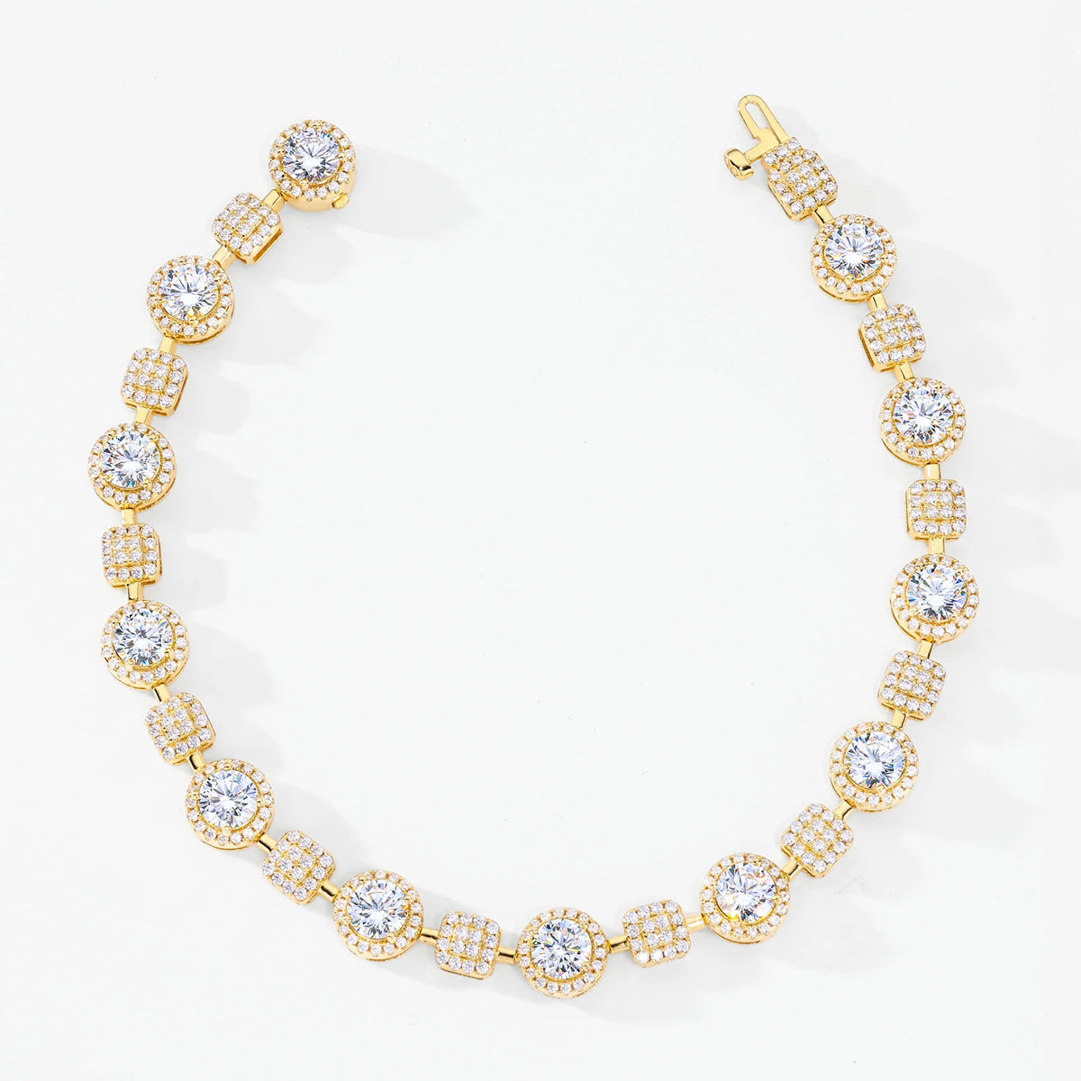 7.5mm S925 Moissanite Square Halo Tennis Bracelet