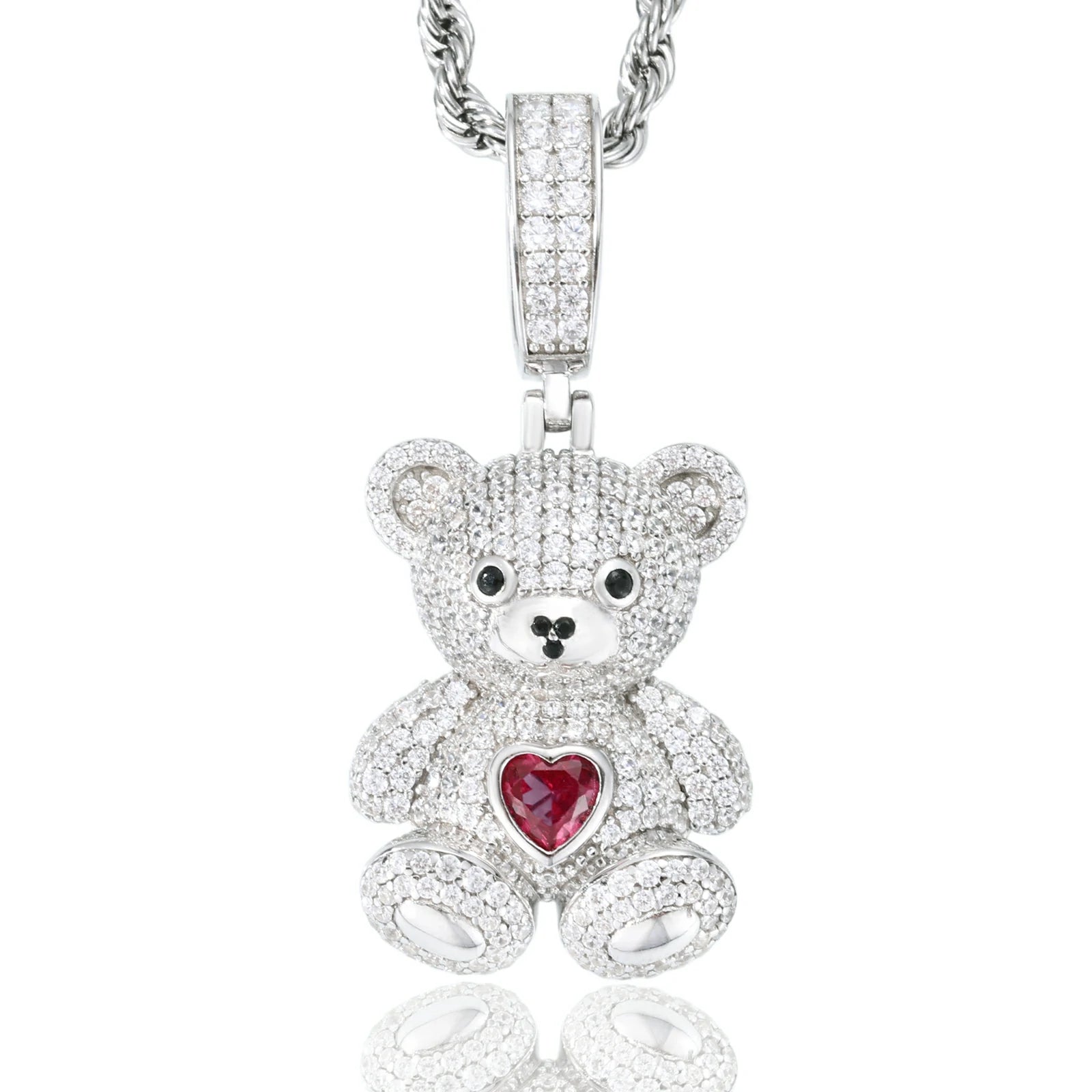 S925 Moissanite Sweetheart Bear Pendant