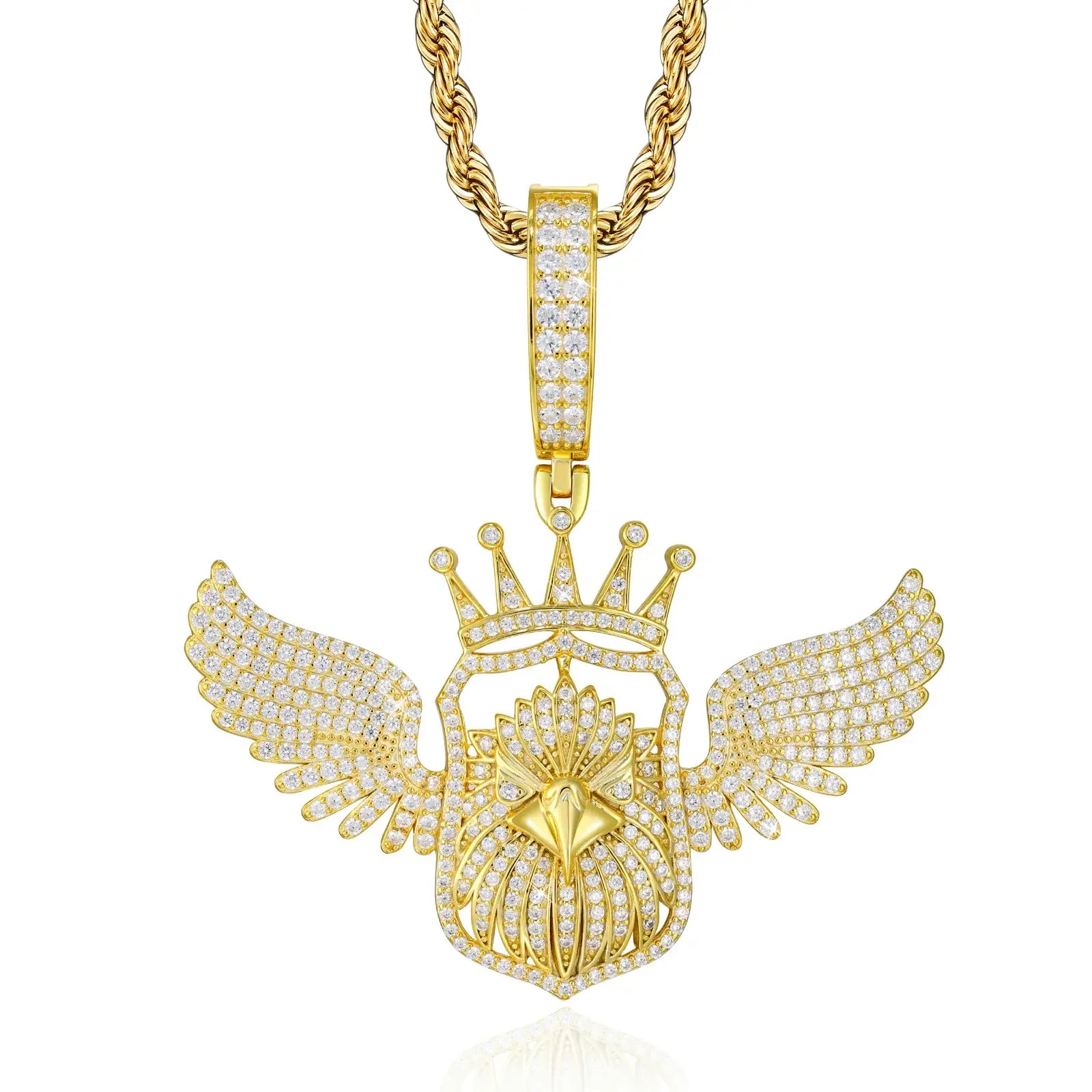 S925 Moissanite Crown Bald Eagle Pendant