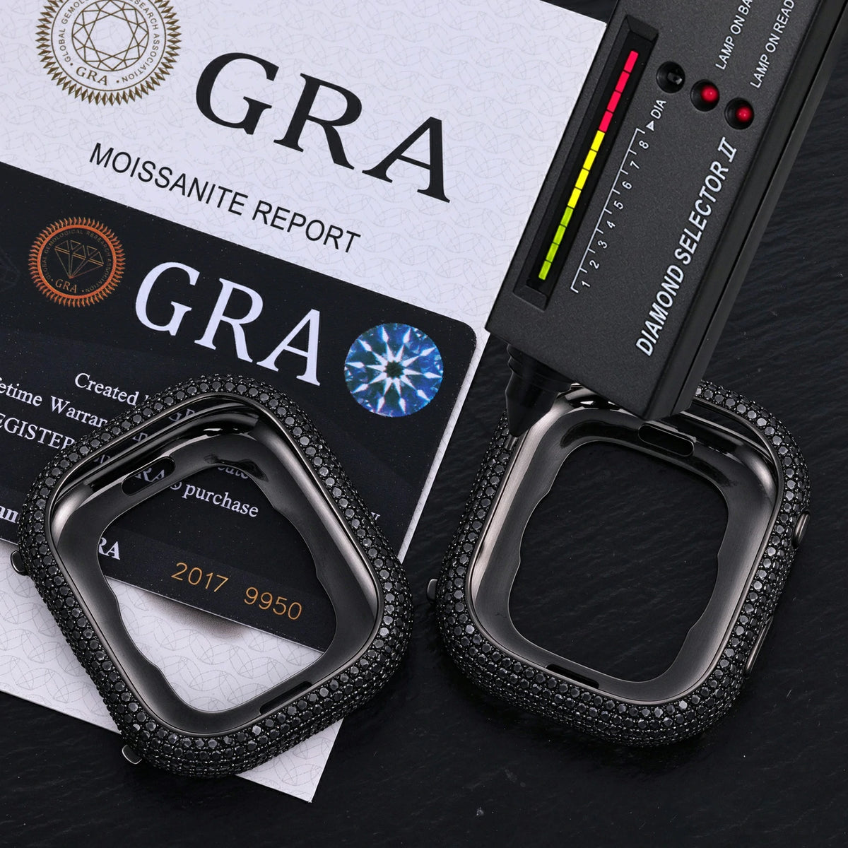 S925 Black Moissanite Watch Bezel for 49mm Apple Watch Ultra