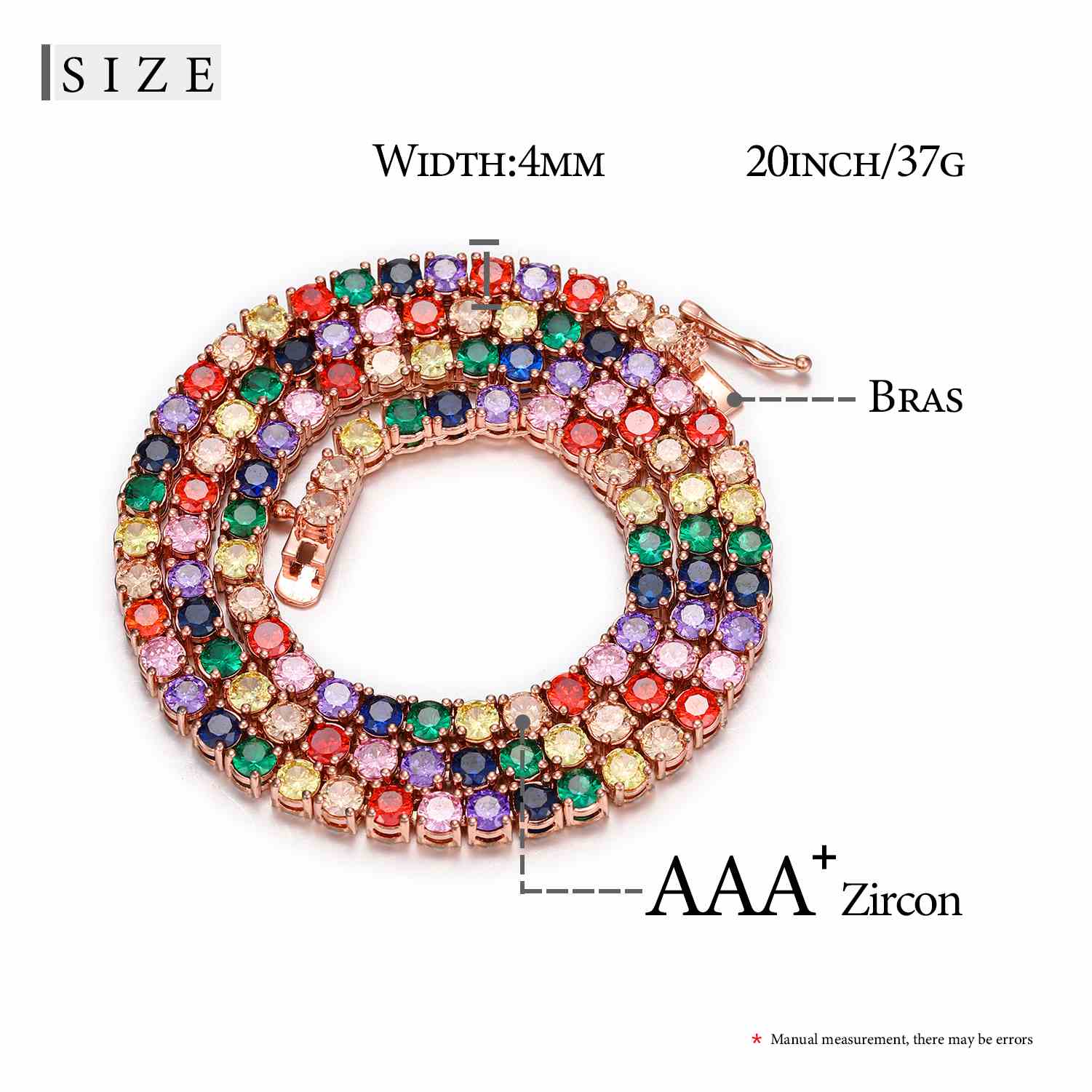 4mm Rainbow Tennis Chain