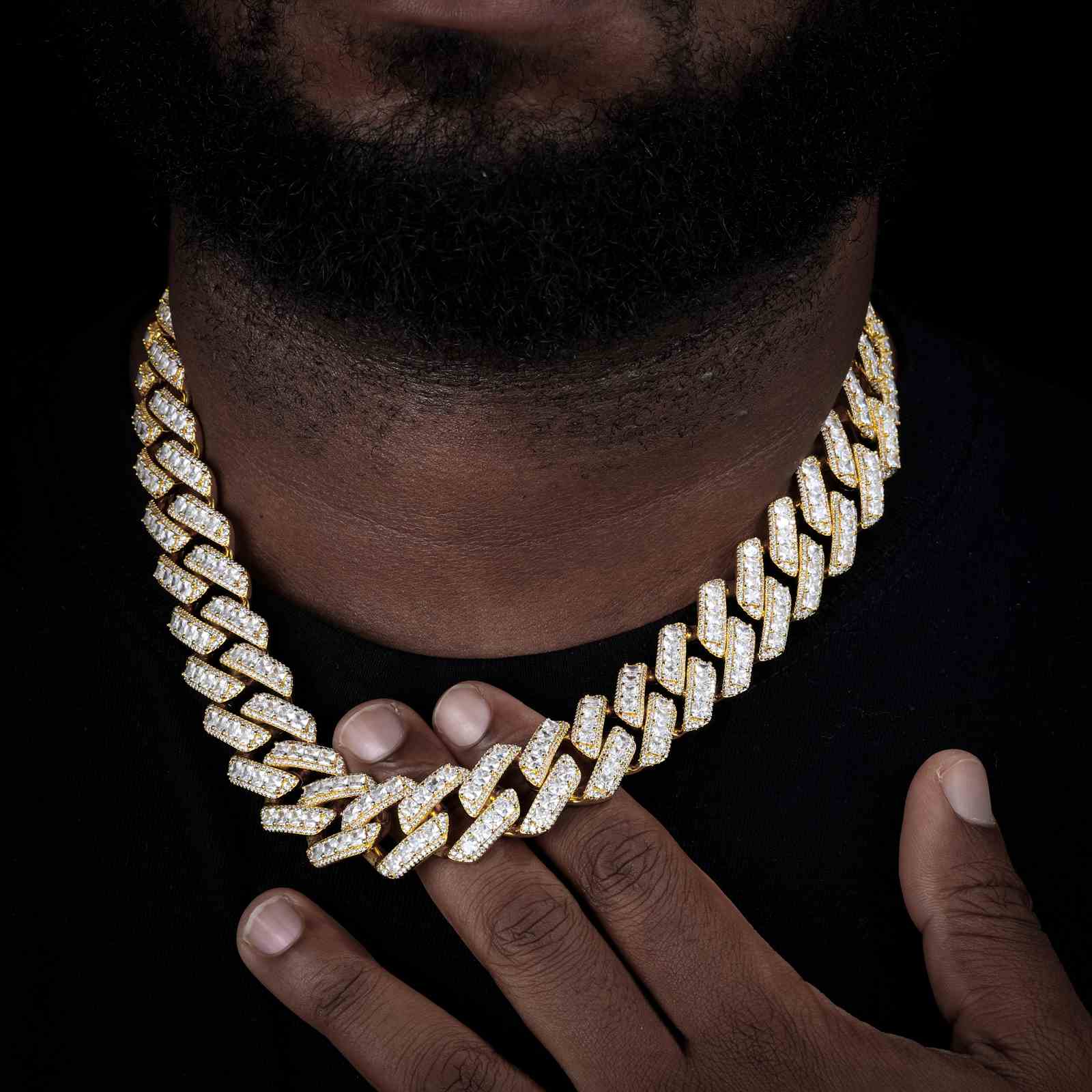20mm Assher Cut Diamond Cuban Link Chain