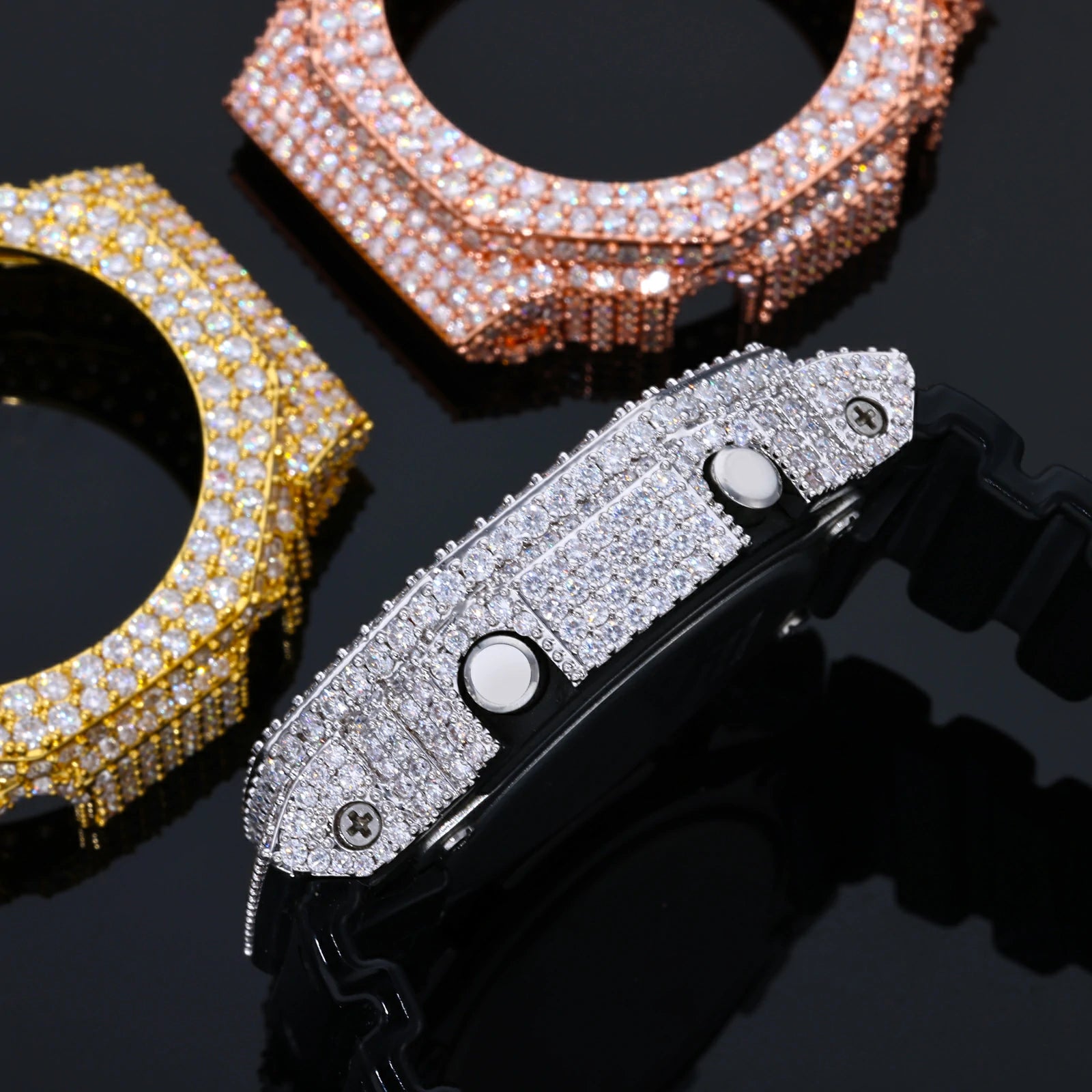 S925 2 Rows Moissanite Buss Down Watch Bezel for GA2100 SERIES