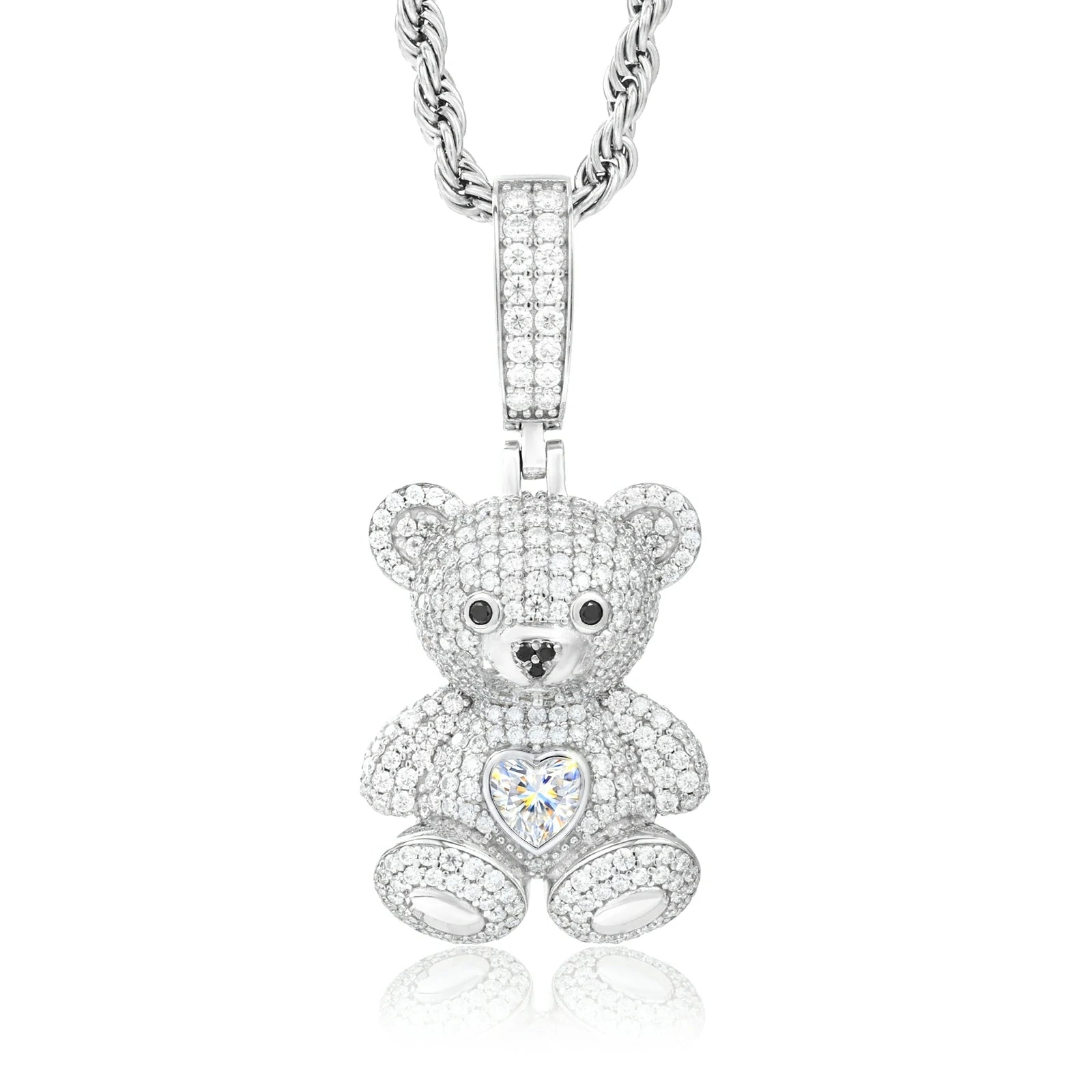 S925 Moissanite Sweetheart Bear Pendant
