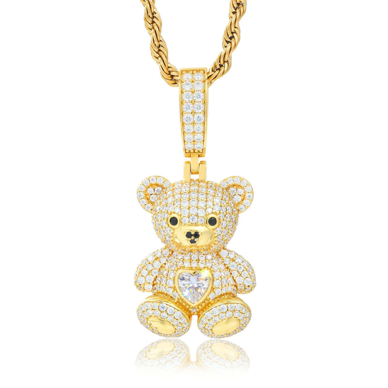 S925 Moissanite Sweetheart Bear Pendant
