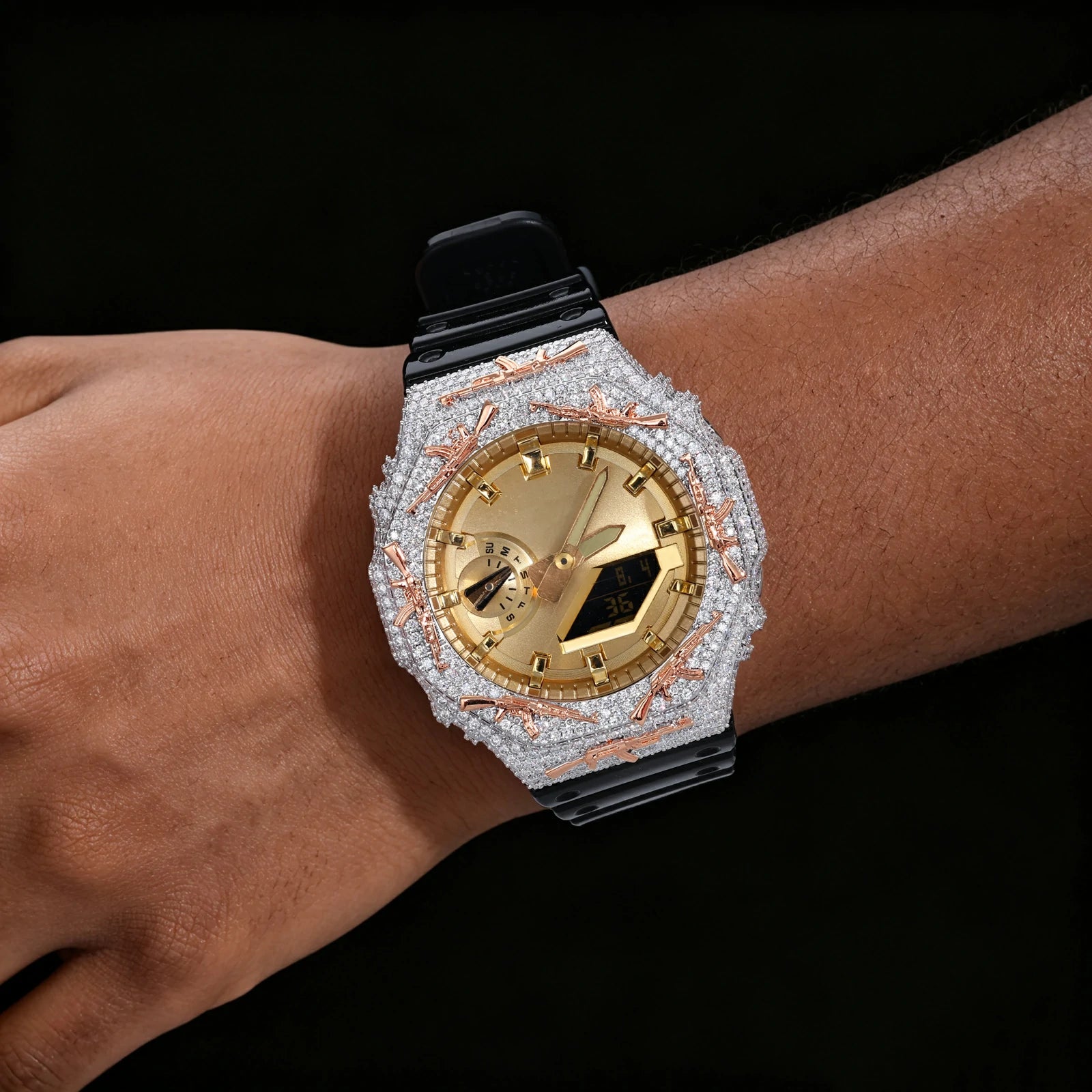 S925 Moissanite AK 47 Watch Bezel for GA2100 Series