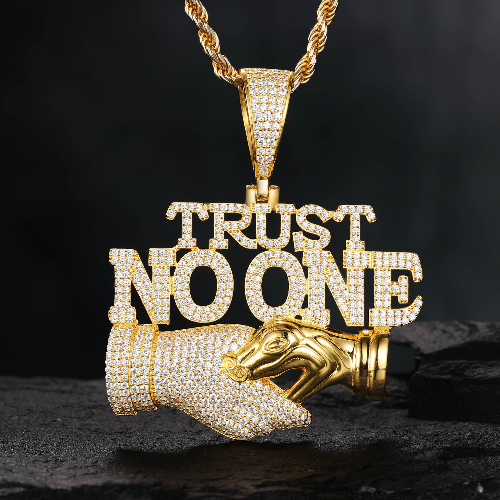 Bi-Color sale Finish Trust No One Pendant.