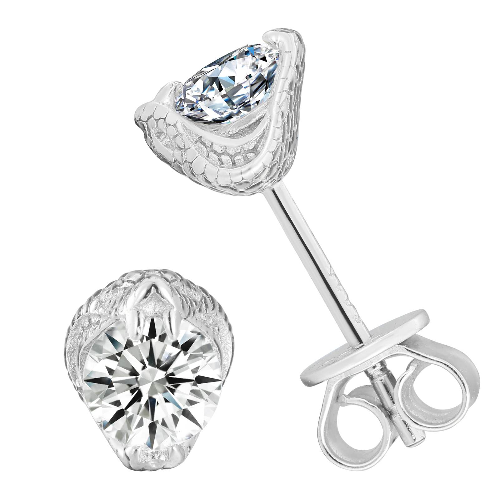 S925 Moissanite Cobra Solitaire Stud Earrings