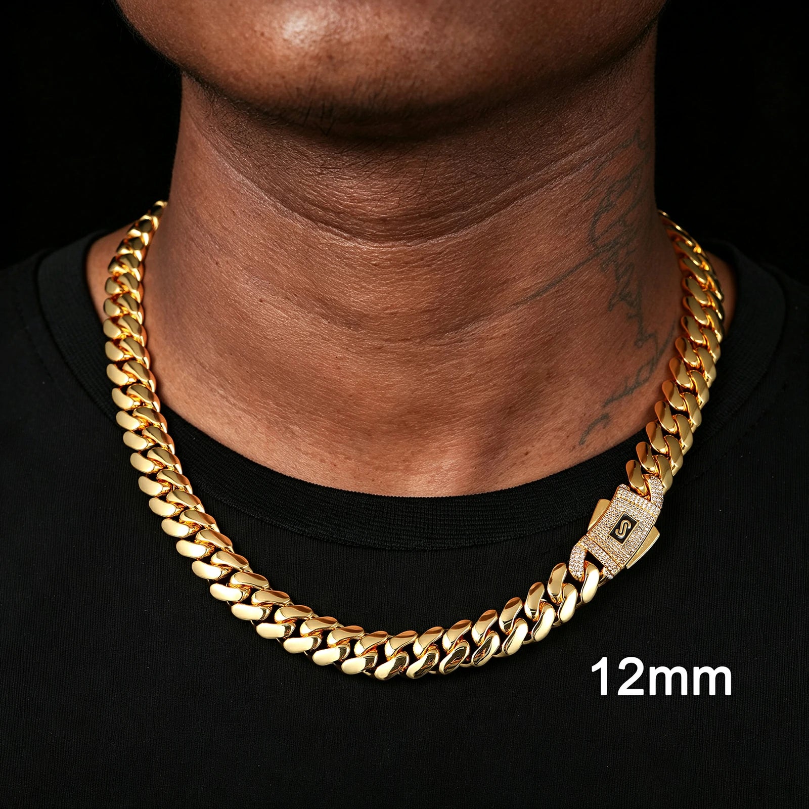 18K Gold Monaco Chain - CLASSIC Pavé Lock