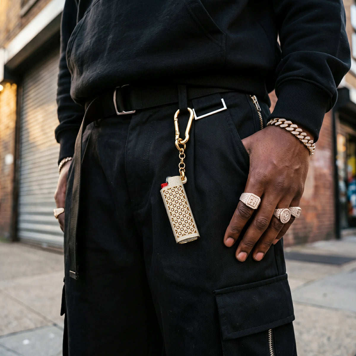 Buss Down Moissanite Lighter Case with Carabiner