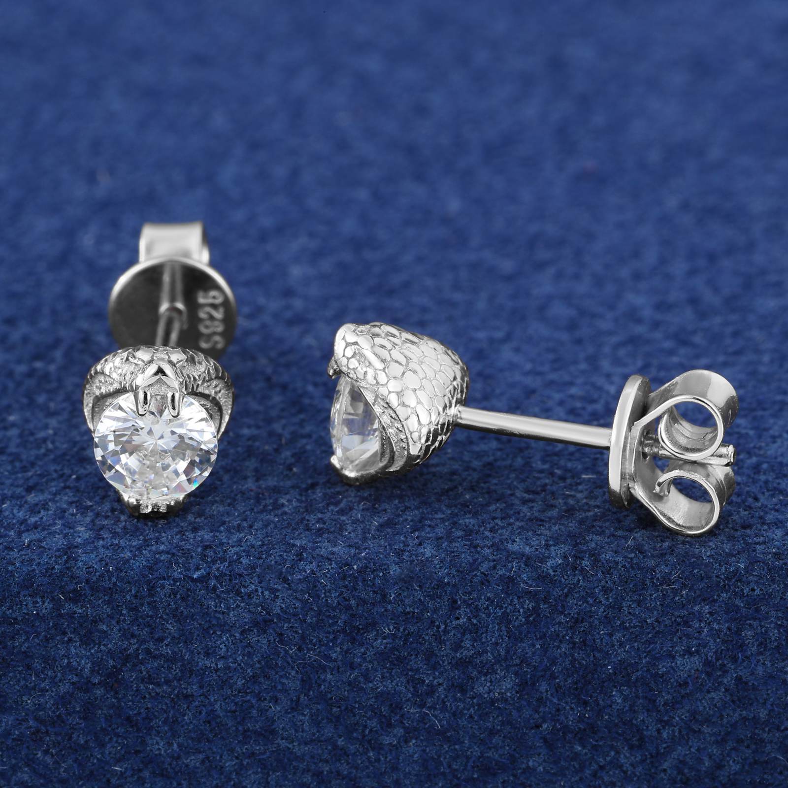 S925 Moissanite Cobra Solitaire Stud Earrings