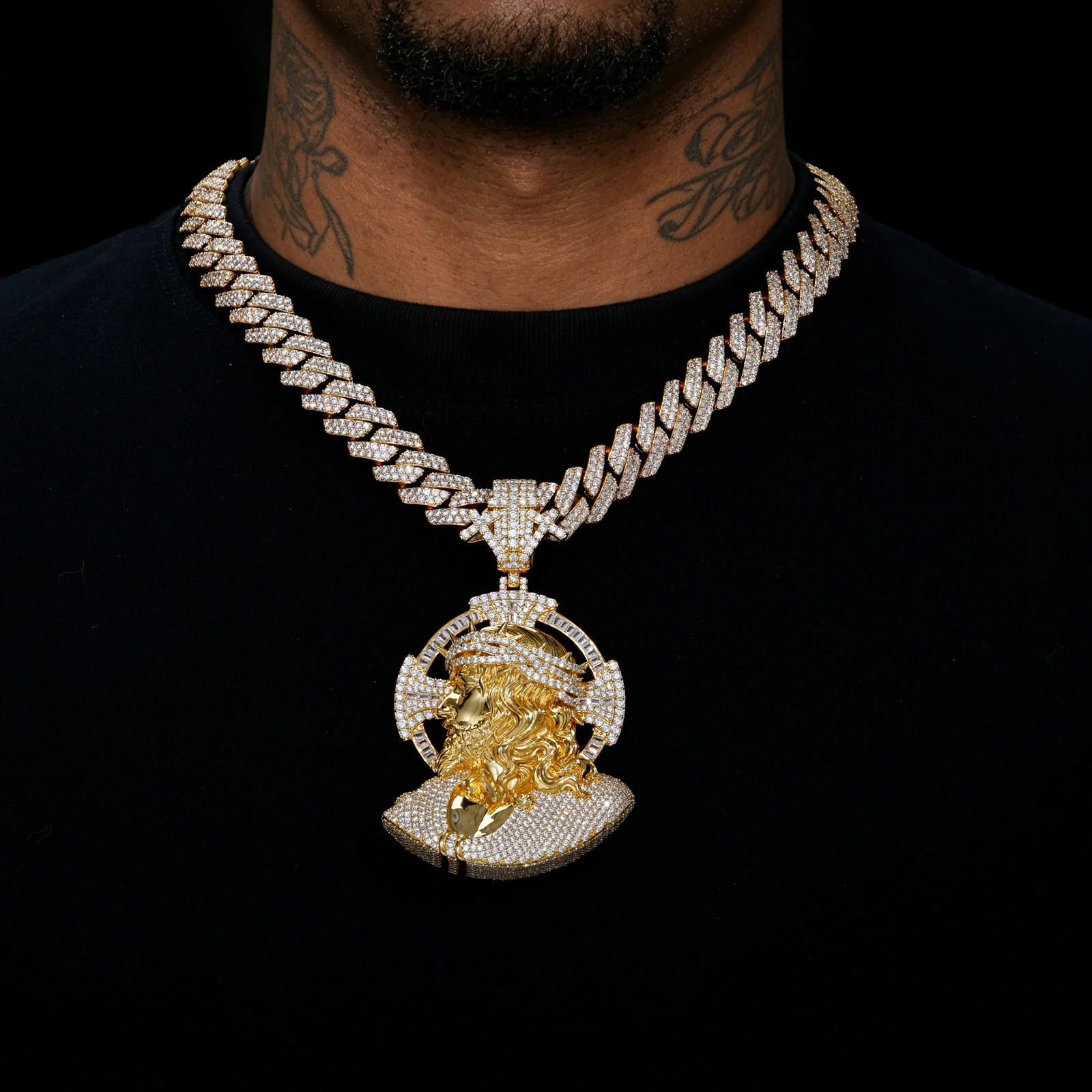 S925 Moissanite Side-profile Jesus Pendant