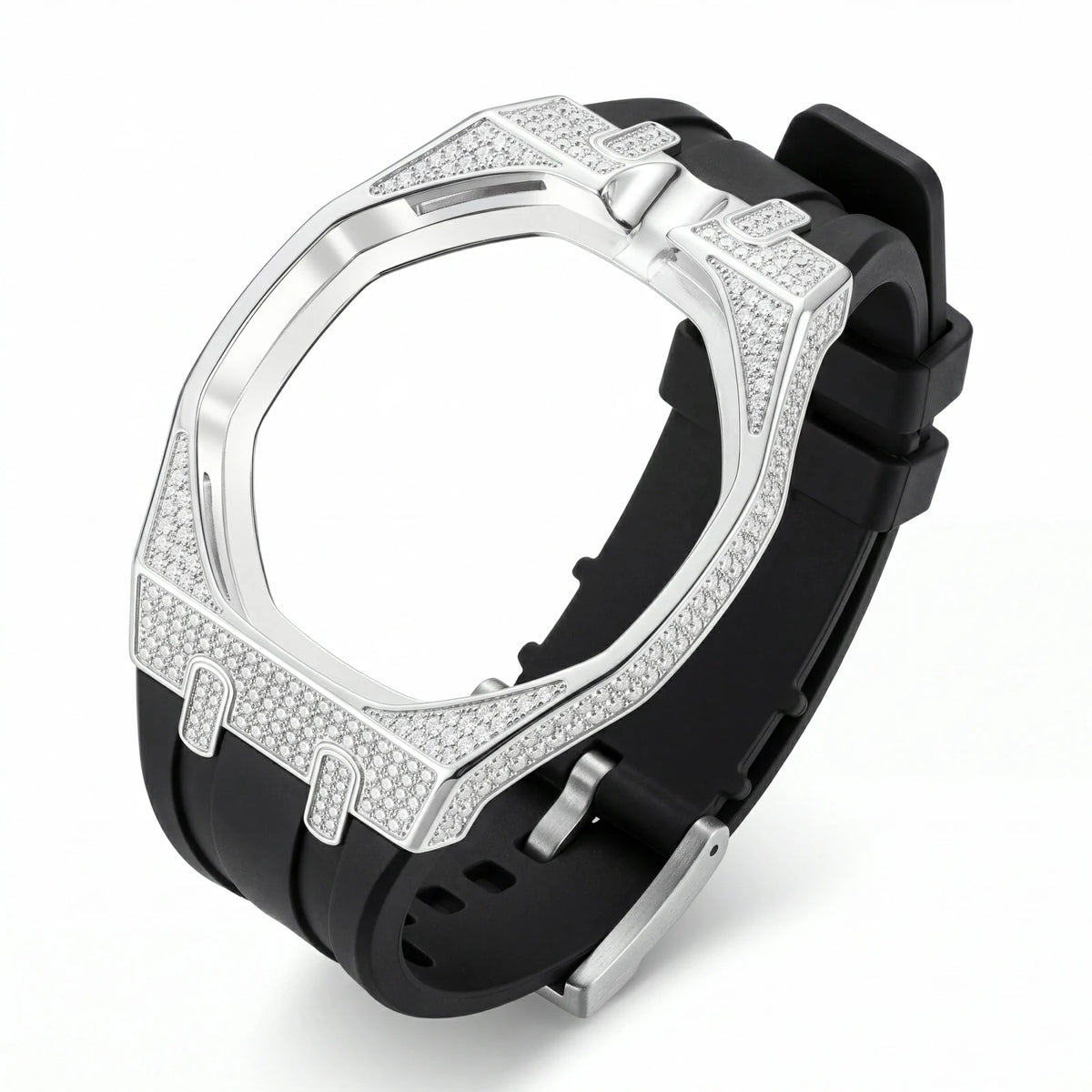 Moissanite Bezel and Silicone Watch Strap Set for Royal Pop
