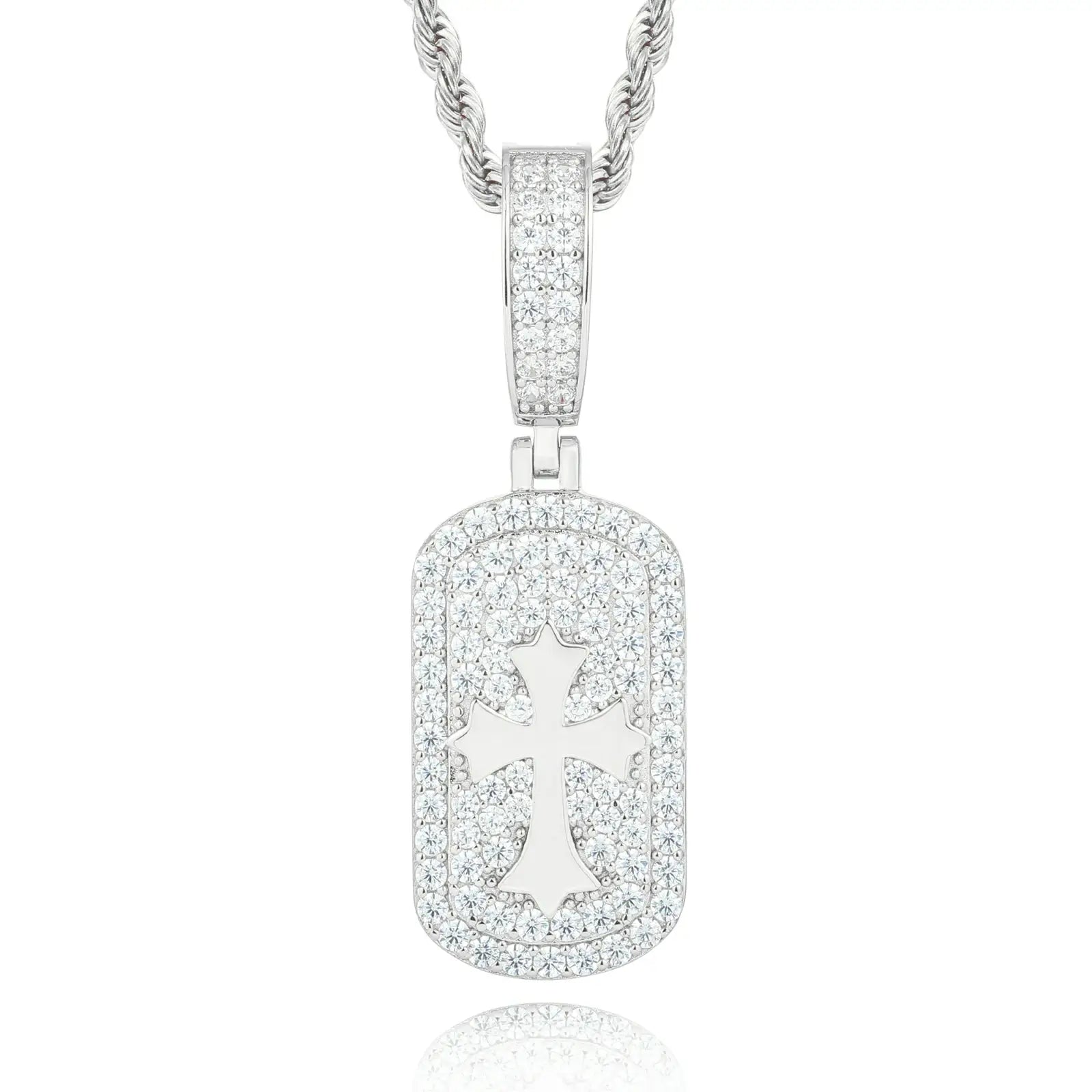 S925 Moissanite Cross Sign Dog Tag Pendant