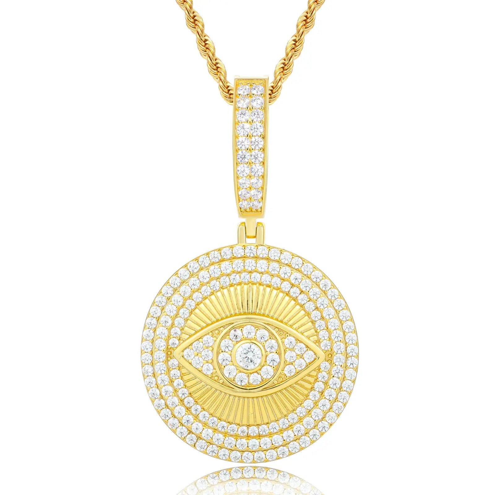 S925 Moissanite Evil Eye Sun Dog Tag Pendant
