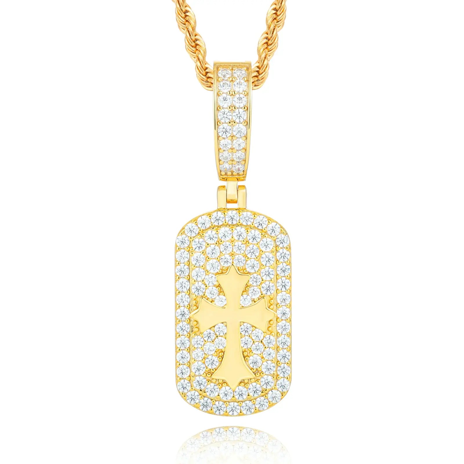 S925 Moissanite Cross Sign Dog Tag Pendant