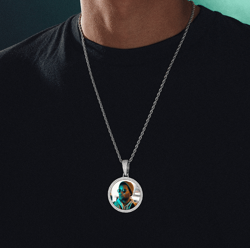 38mm 2 Row Round Photo Pendant