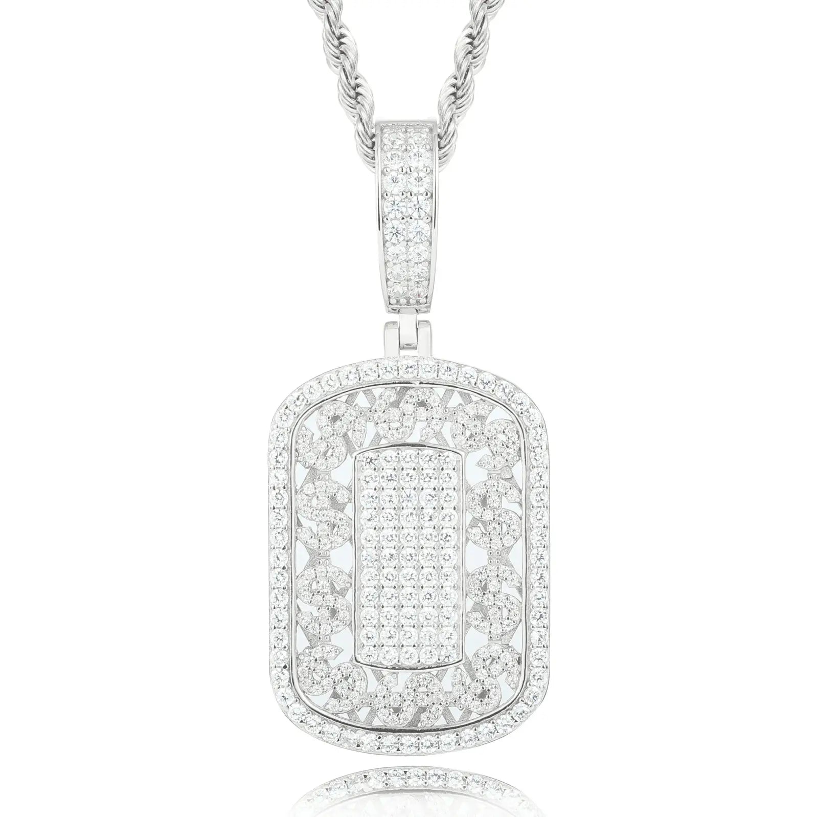 S925 Moissanite US Dollar Dog Tag Pendant