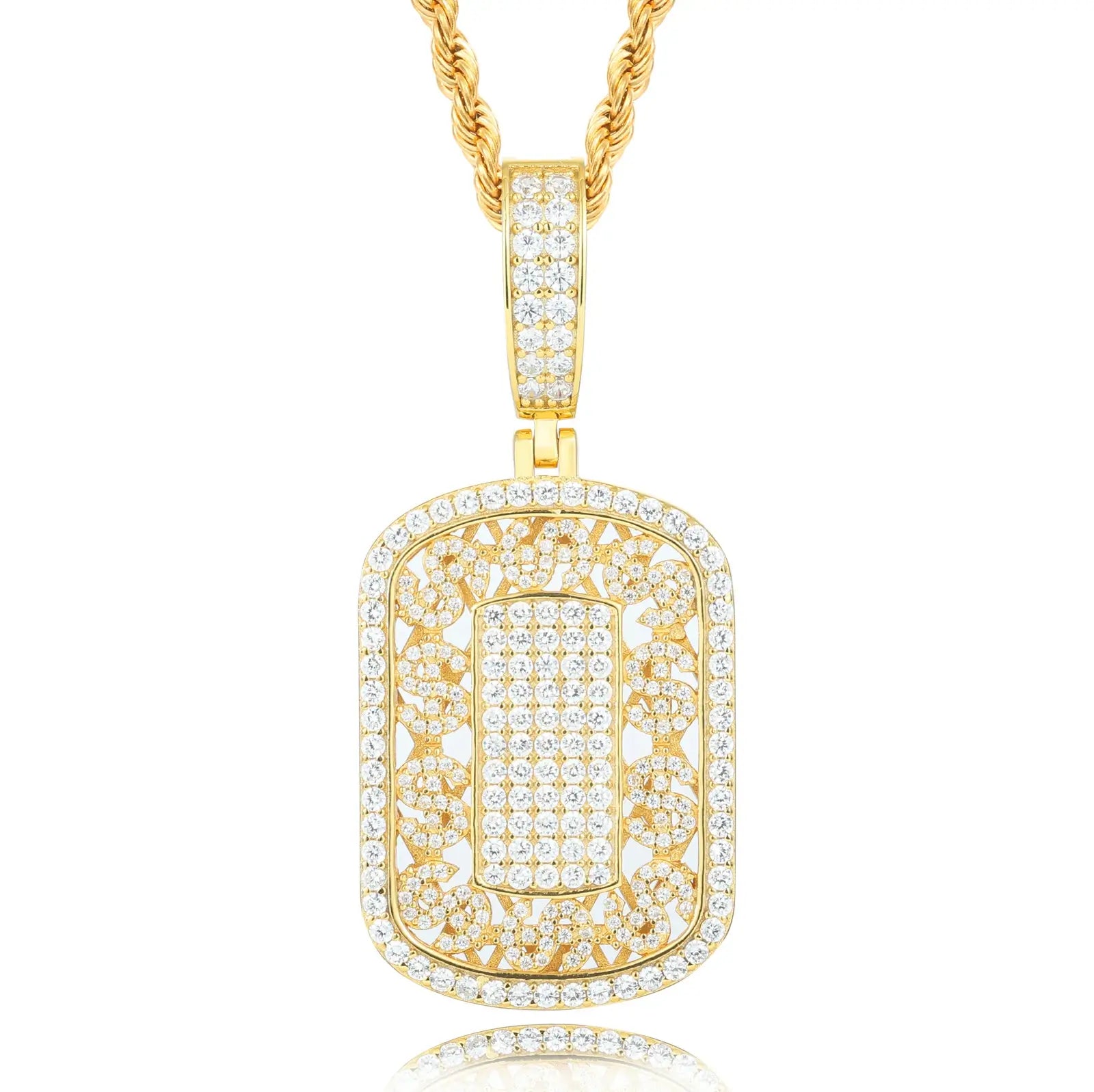 S925 Moissanite US Dollar Dog Tag Pendant
