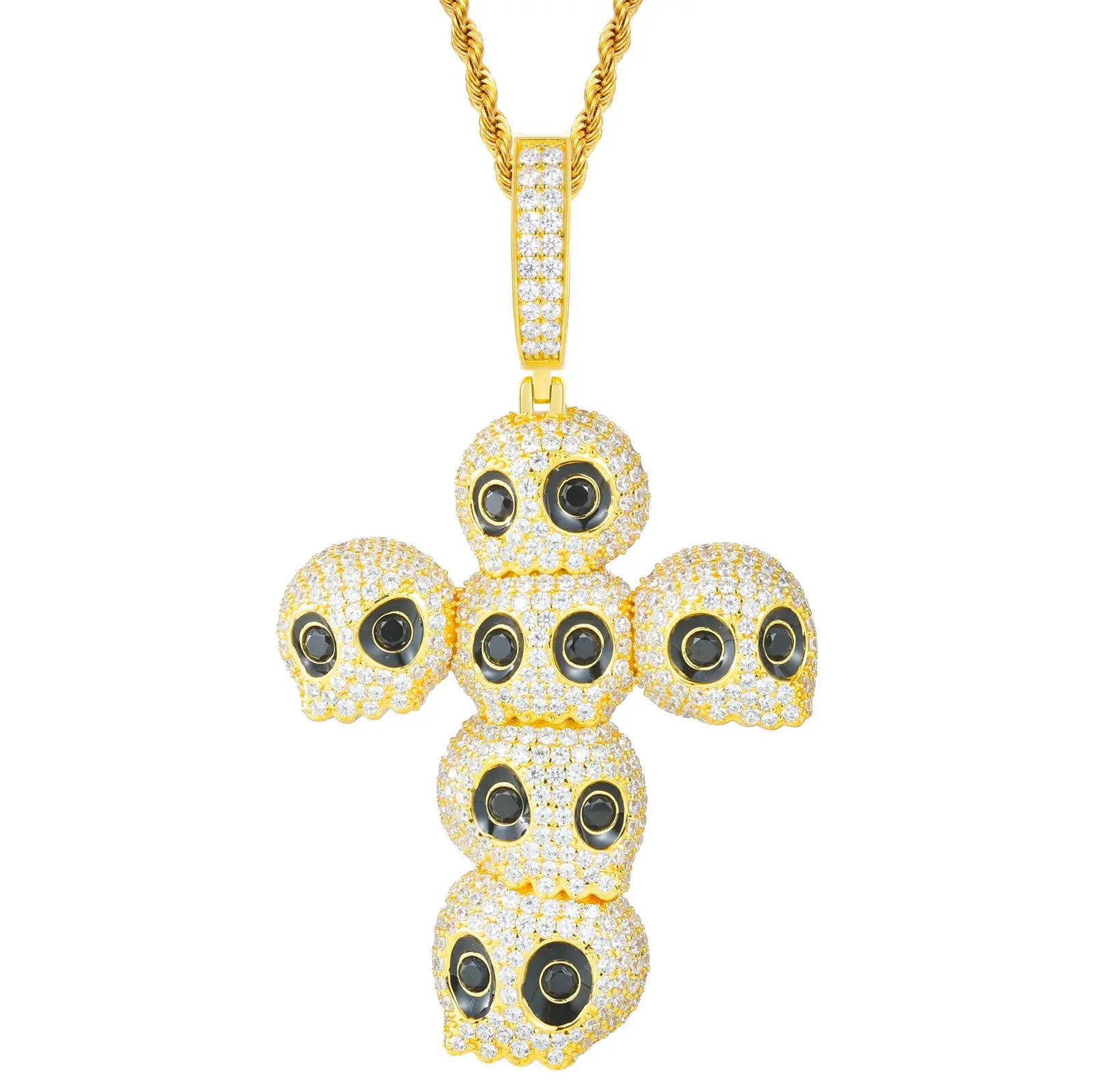 S925 Moissanite Skull Cross Pendant