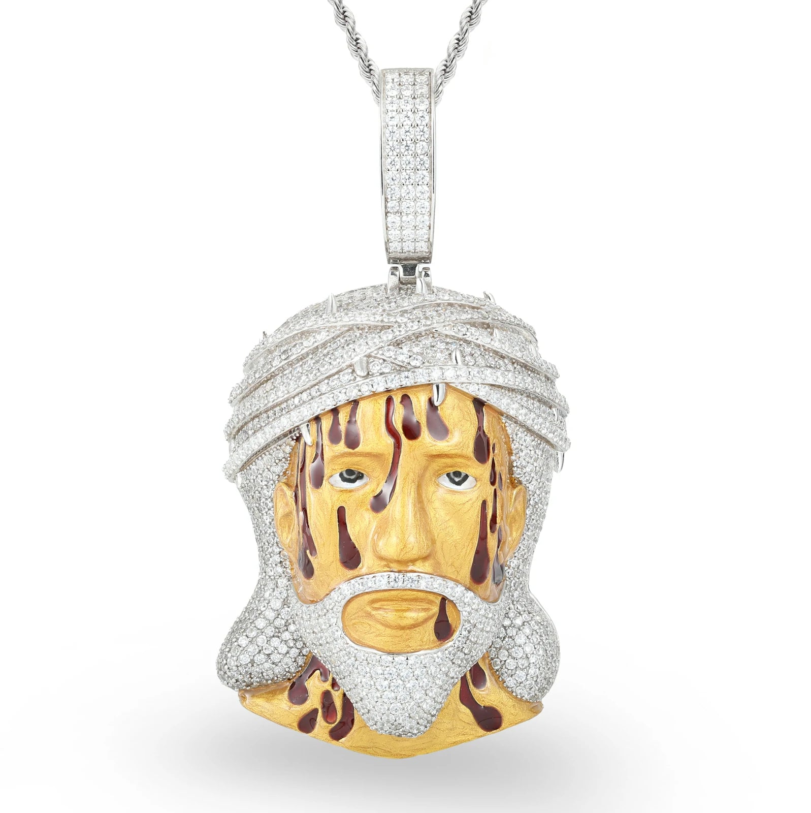 S925 Moissanite Enamel Bleeding Jesus Piece Pendant