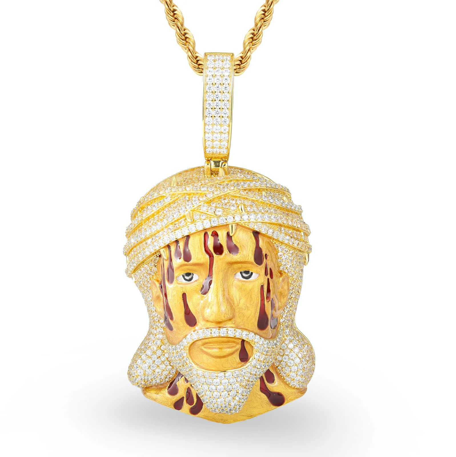 S925 Moissanite Enamel Bleeding Jesus Piece Pendant