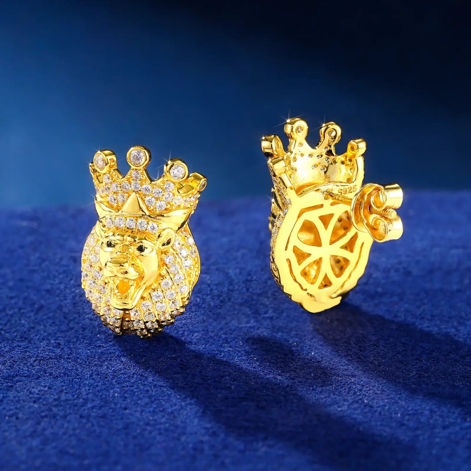 S925 Moissanite The Lion King Stud Earrings