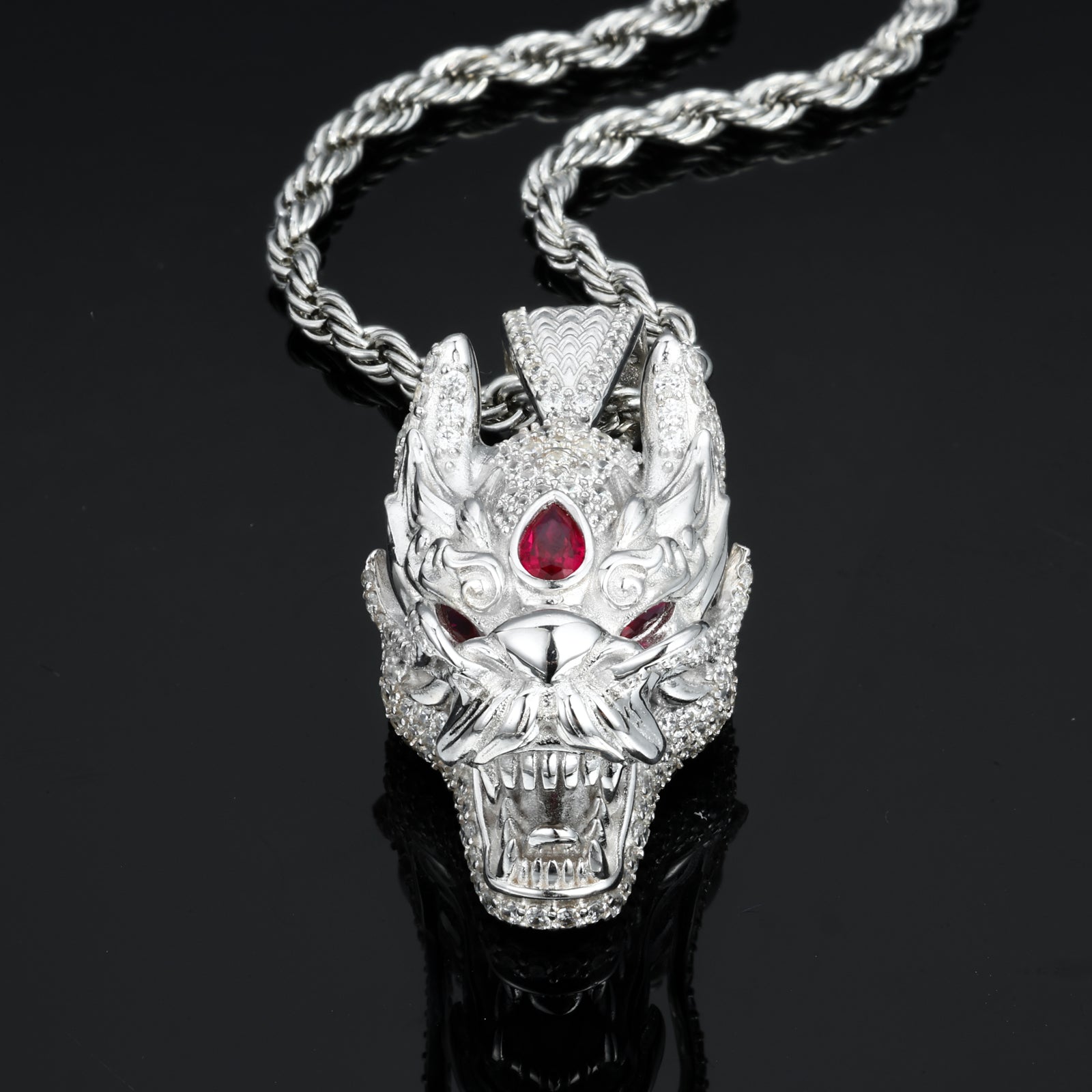 S925 Moissanite Dragon Head Pendant