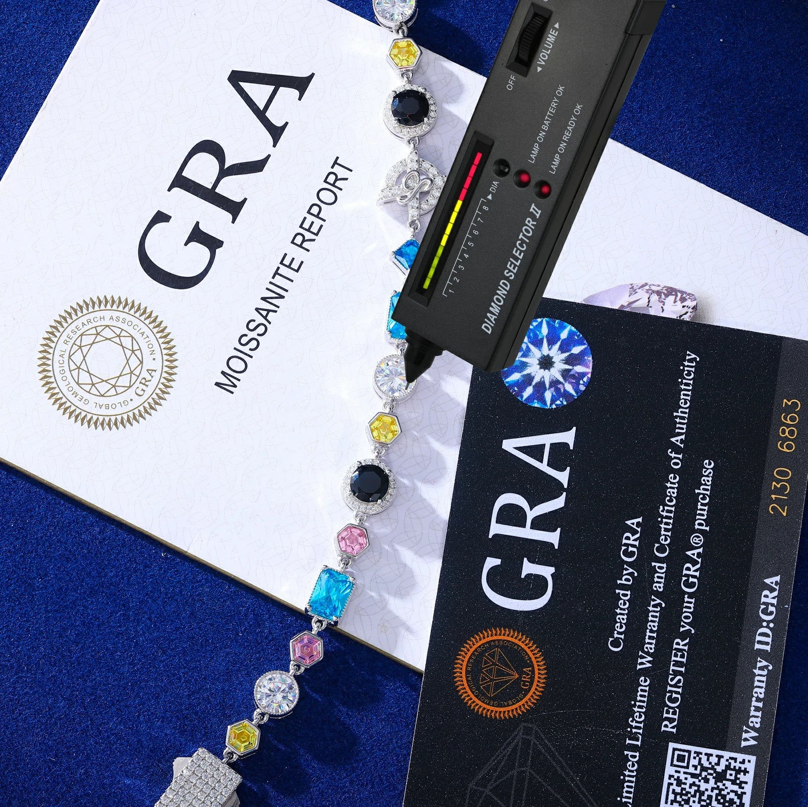 S925 Moissanite Colored Gemstone Tennis Bracelet