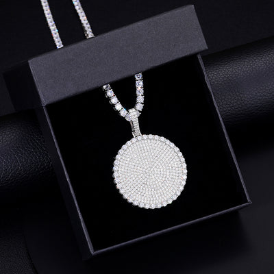 S925 Moissanite Round Dog Tag Pendant