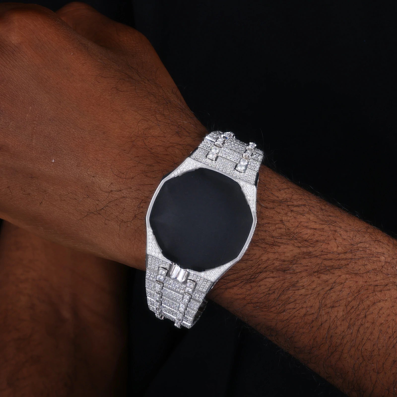 Stainless Steel Moissanite Watch Bezel and Band Set for Royal Pop
