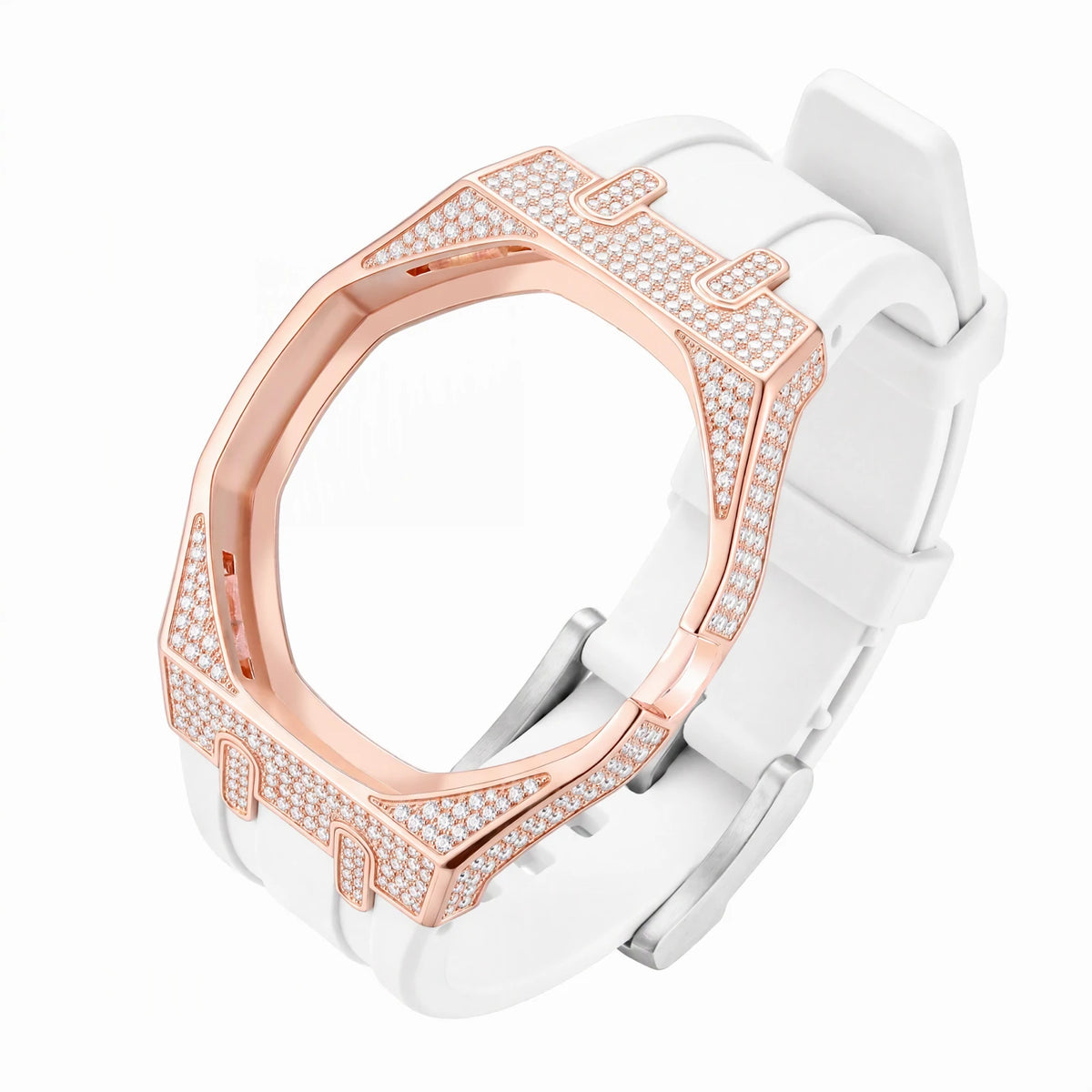 Moissanite Bezel and Silicone Watch Strap Set for Royal Pop