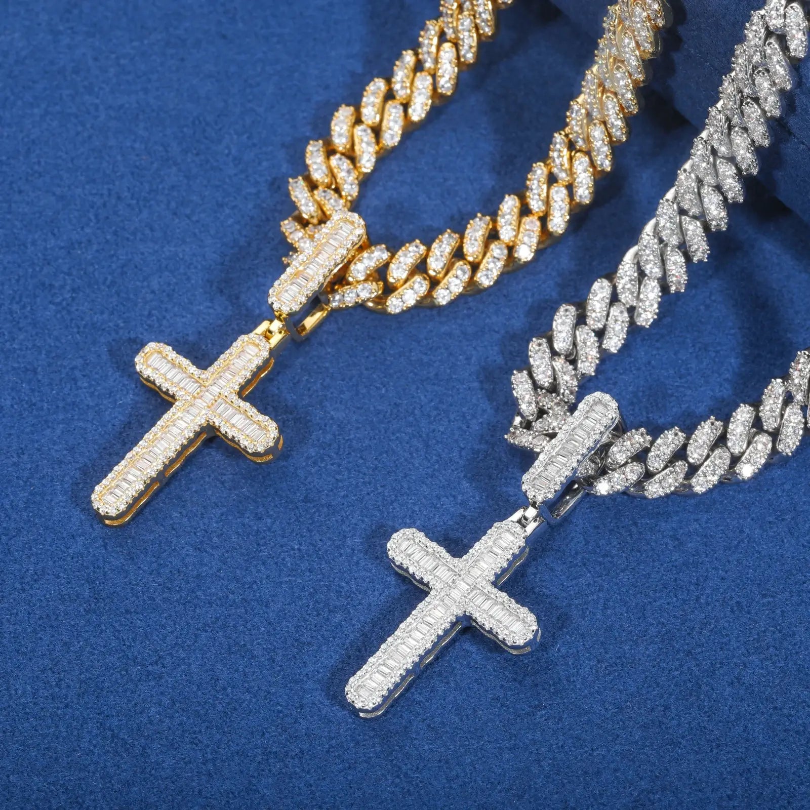 S925 Baguette Moissanite Cross Pendant