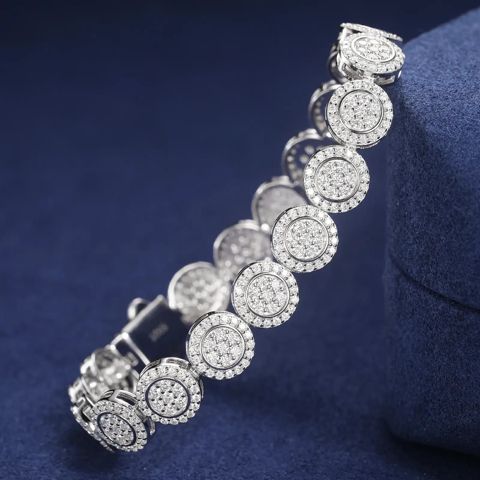 9mm S925 Moissanite Concentric Circles Link Bracelet