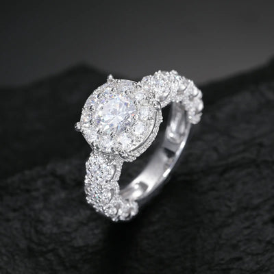 S925 Moissanite Halo Engagement Ring