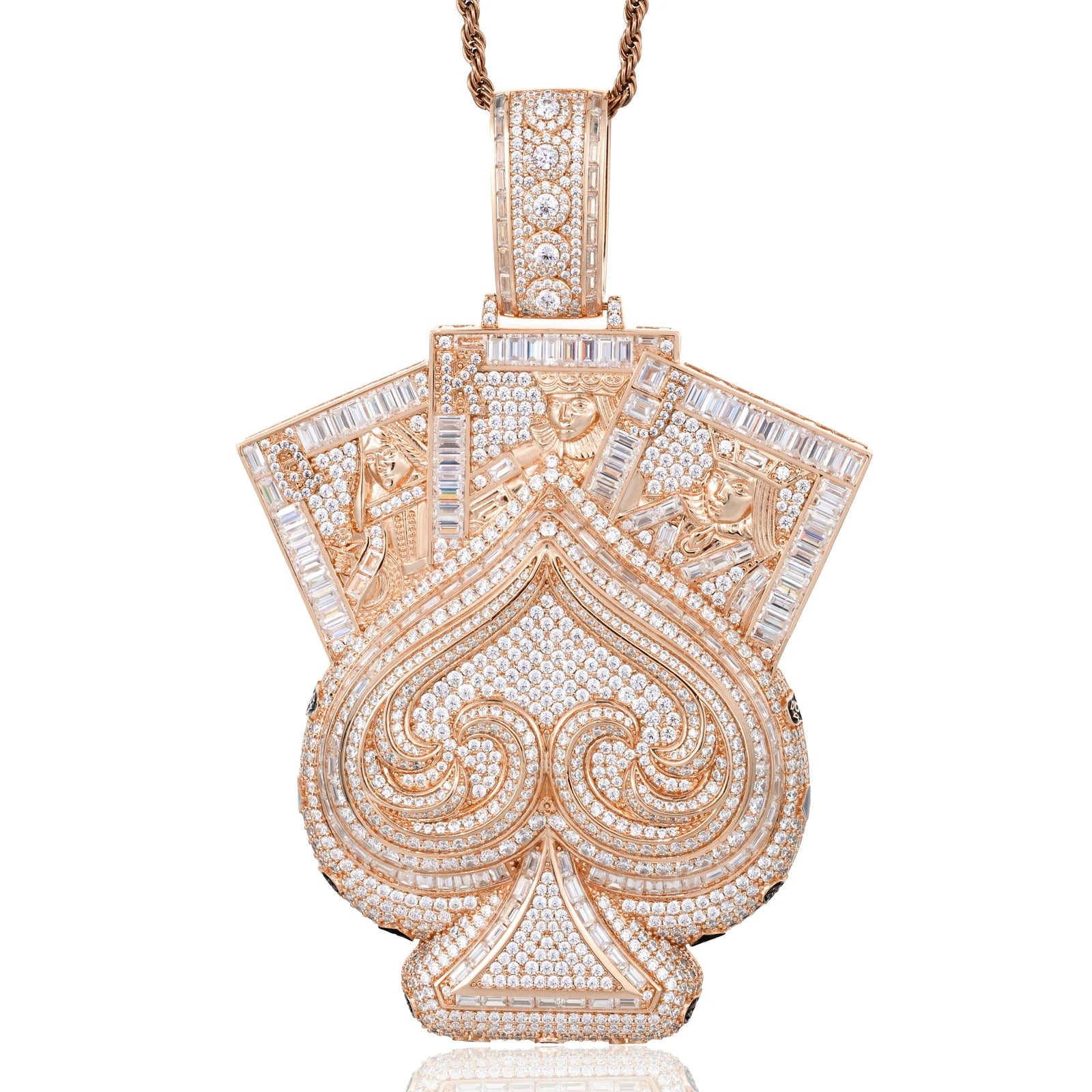 Moissanite JQK Playing Cards Spade Pendant