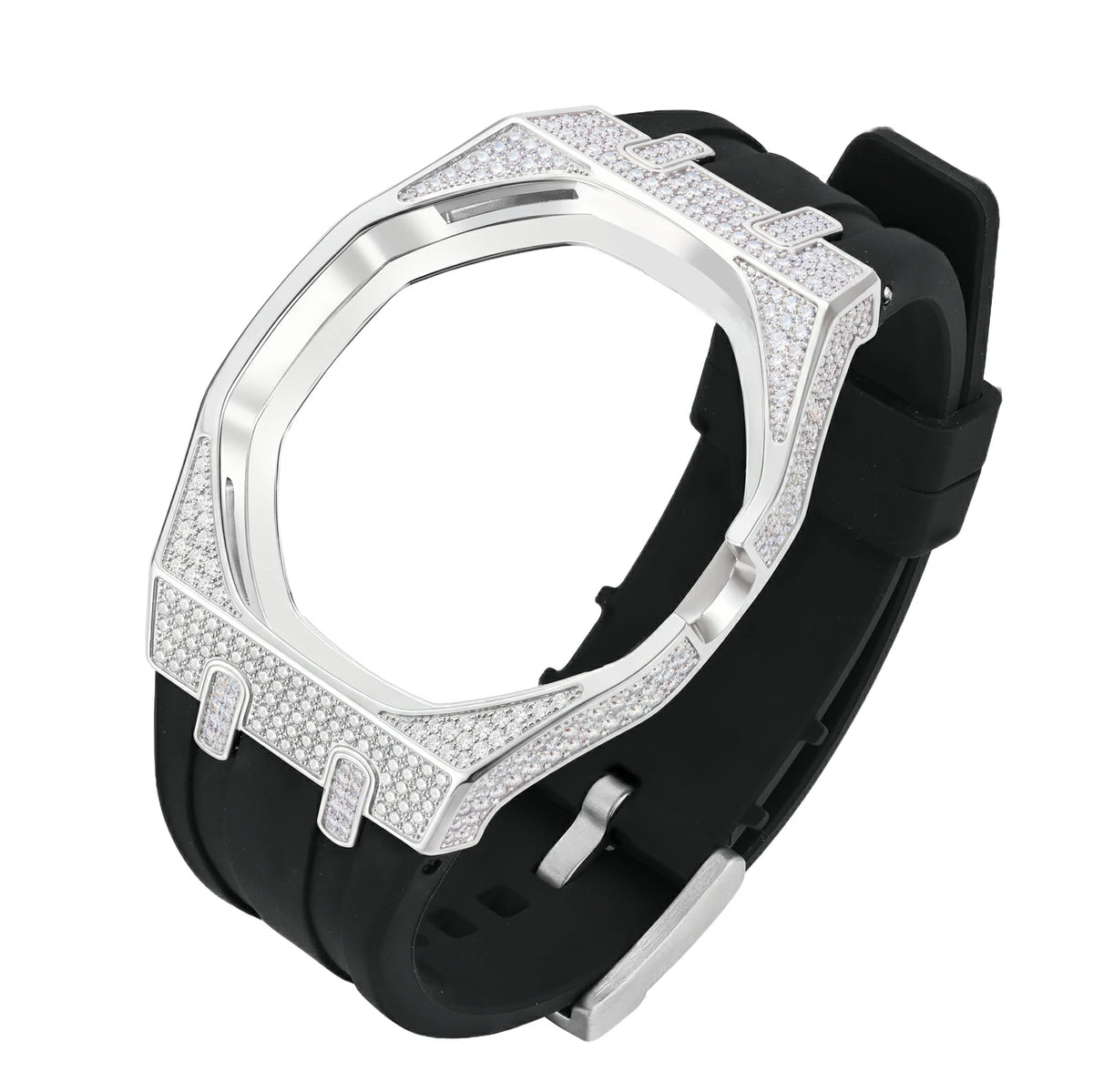 Moissanite Bezel and Silicone Watch Strap Set for Royal Pop