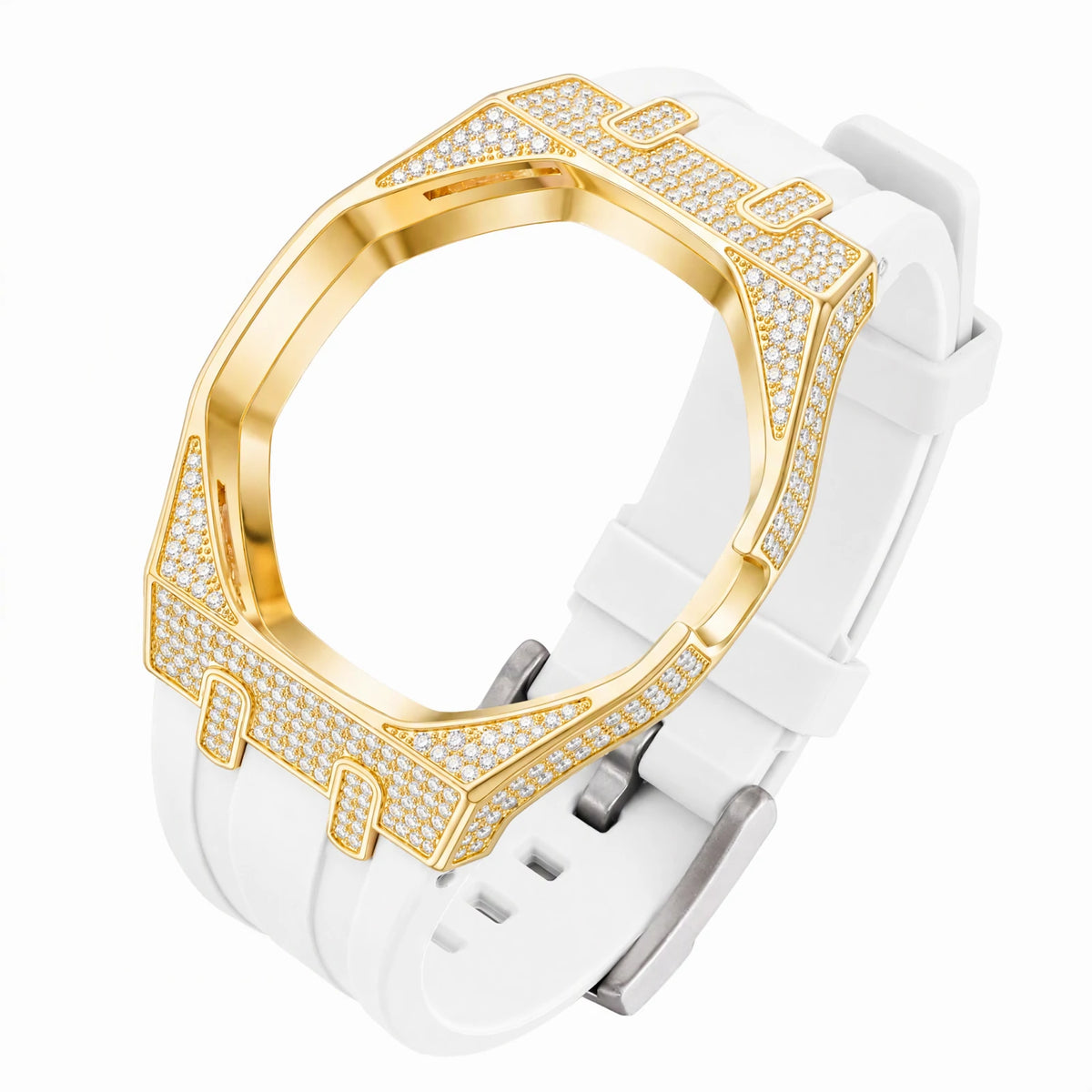 Moissanite Bezel and Silicone Watch Strap Set for Royal Pop