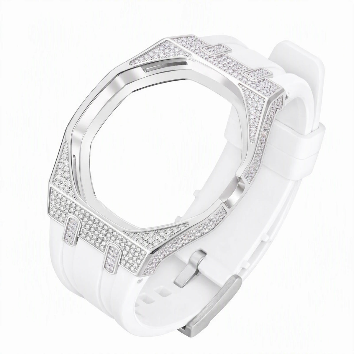 Moissanite Bezel and Silicone Watch Strap Set for Royal Pop