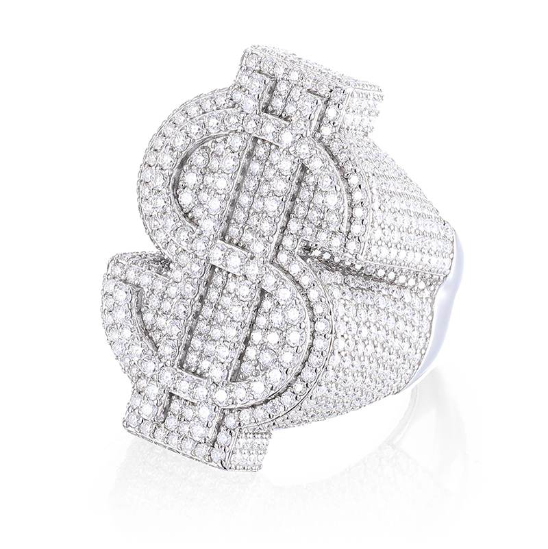 S925 Micro Pave Moissanite US Dollar Ring