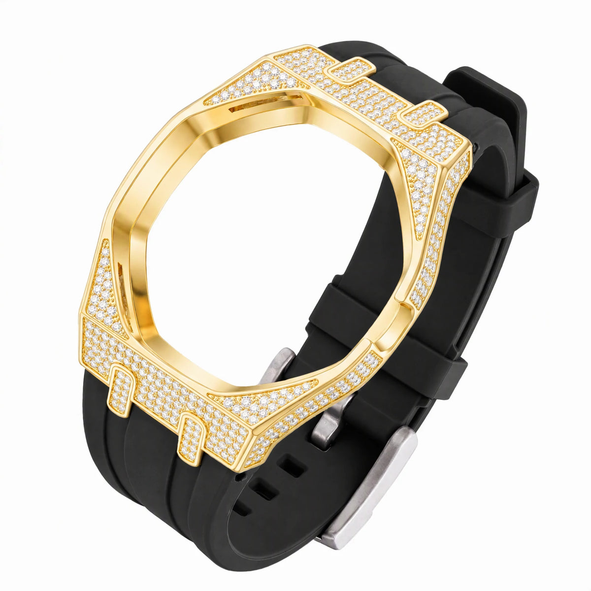 Moissanite Bezel and Silicone Watch Strap Set for Royal Pop